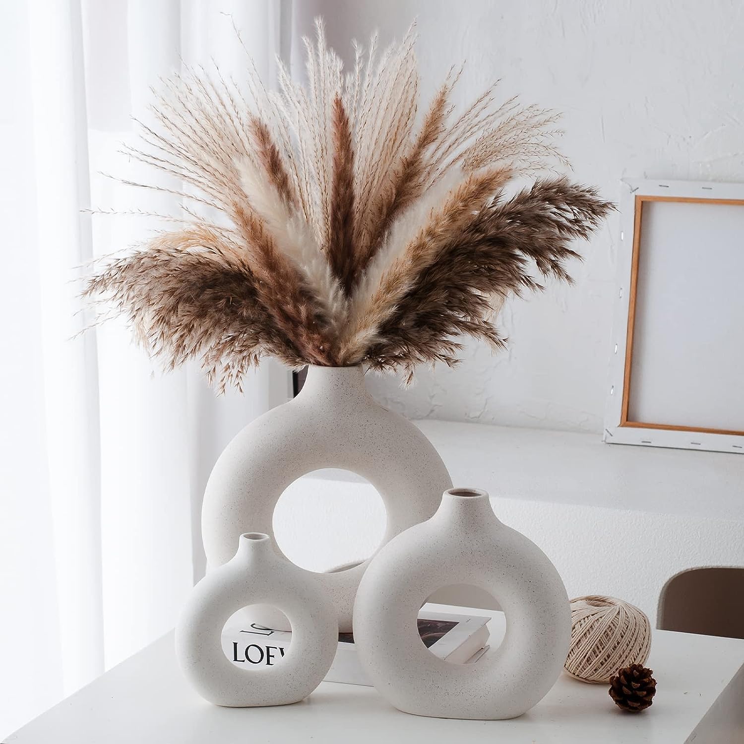 Ceramic Vase / White / Donut / Set of 2