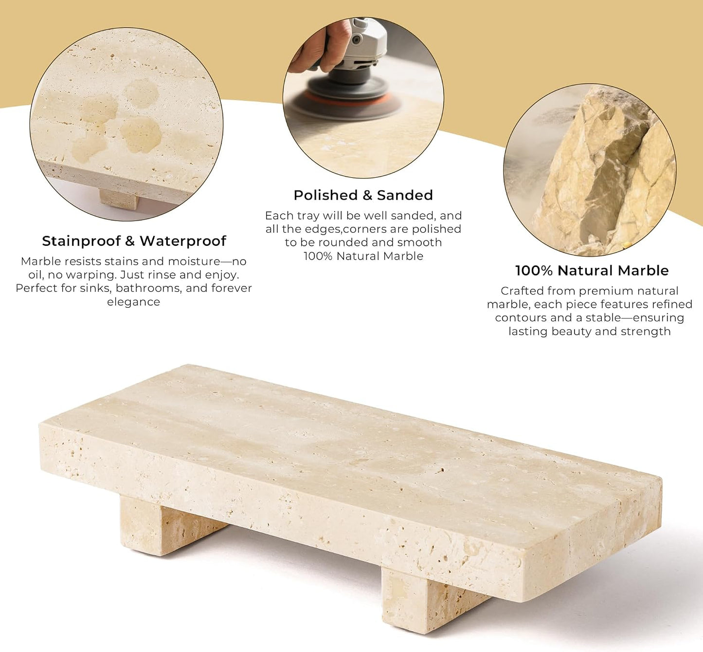 Travertine Soap Tray / Beige / 8.6 x 3.5