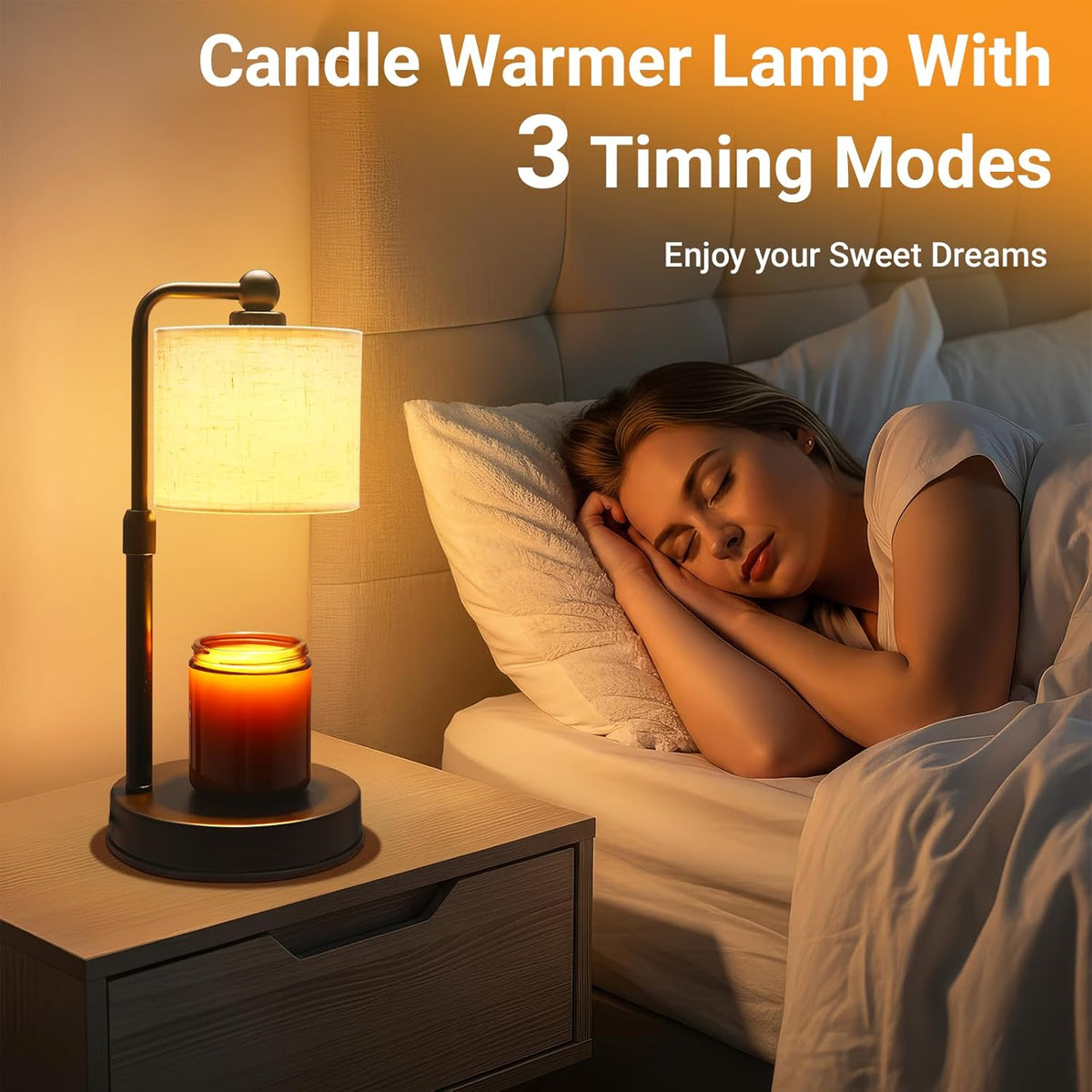 2 Pack Candle Warmer Lamp with Timer - Dimmable & Height Adjustable, Flame-Free Wax Warmer for Safe Use with Jar