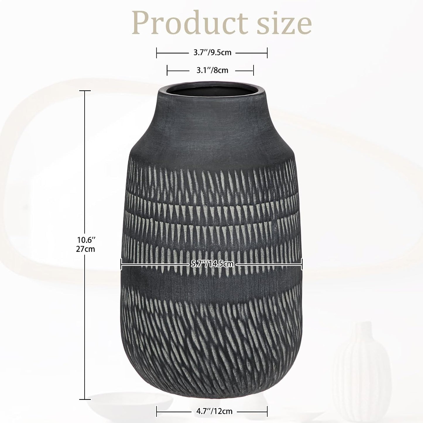 11" Rustic Farmhouse Vase / 11" Dark Gray