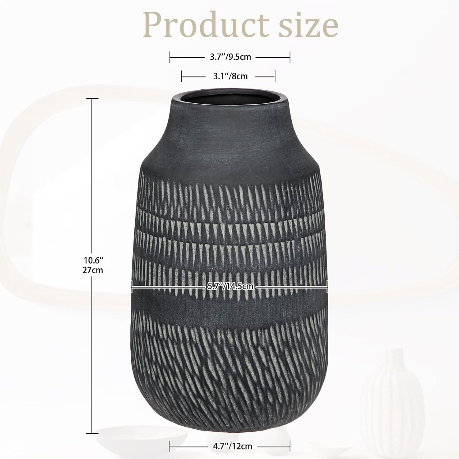 11" Rustic Farmhouse Vase / 11" Dark Gray