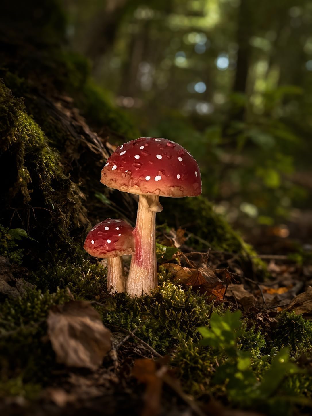 Assorted Sizes Resin Garden Mushrooms / Mother & Child Mushroom / Set of 6