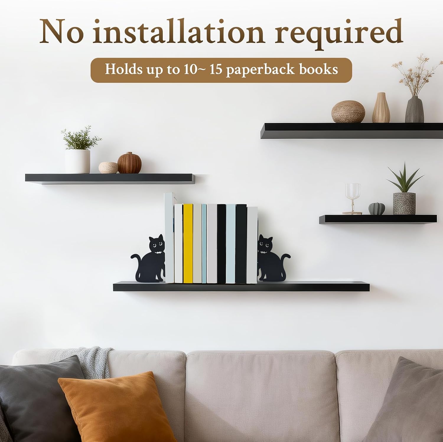 Decorative Book Ends Metal / Cats In Neckties / Black