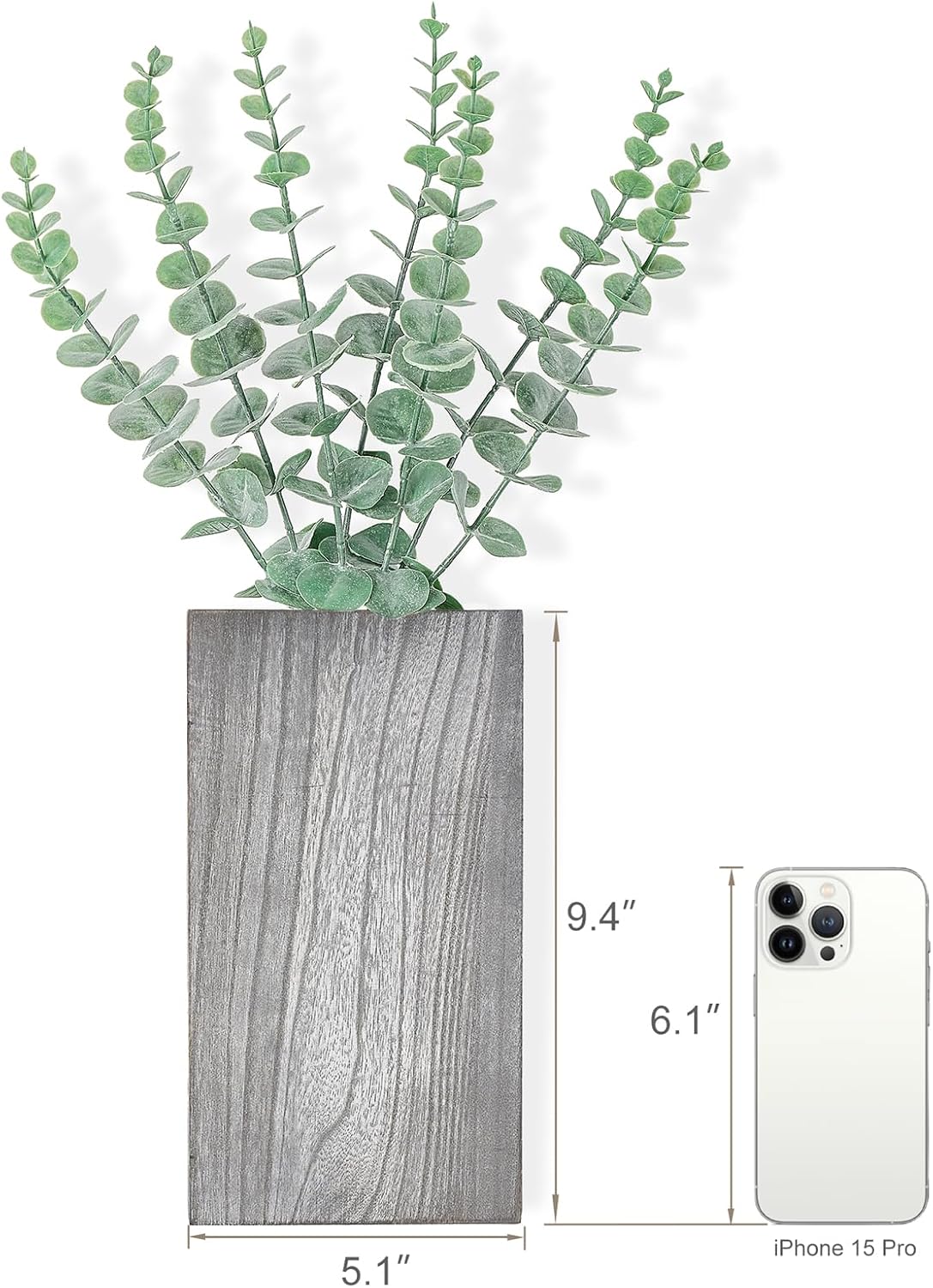 Wood Wall Planter Vase / Gray / Medium / Set of 2