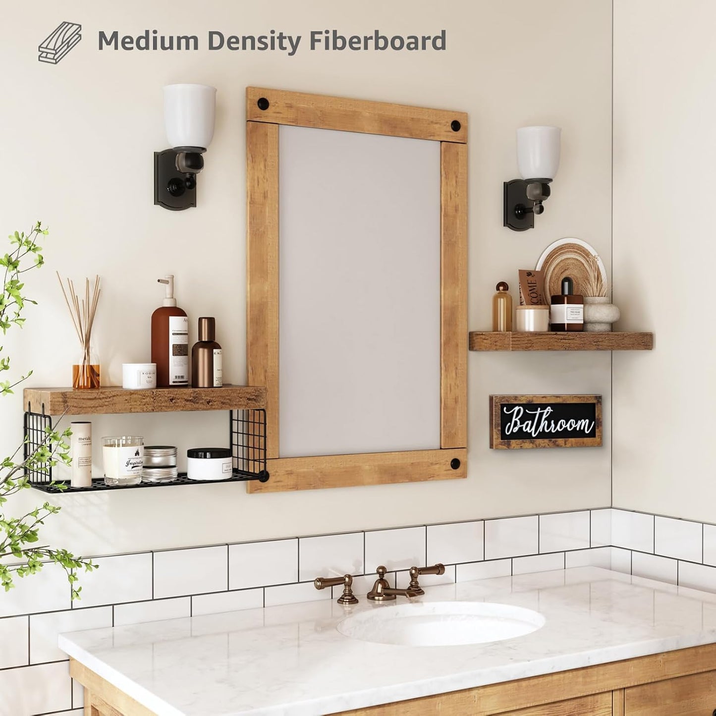 QEEIG ‎Bathroom Shelves Over Toilet - Paper Storage Wall Mounted Farmhouse Decor Decorations Aesthetic Décor Sign Small