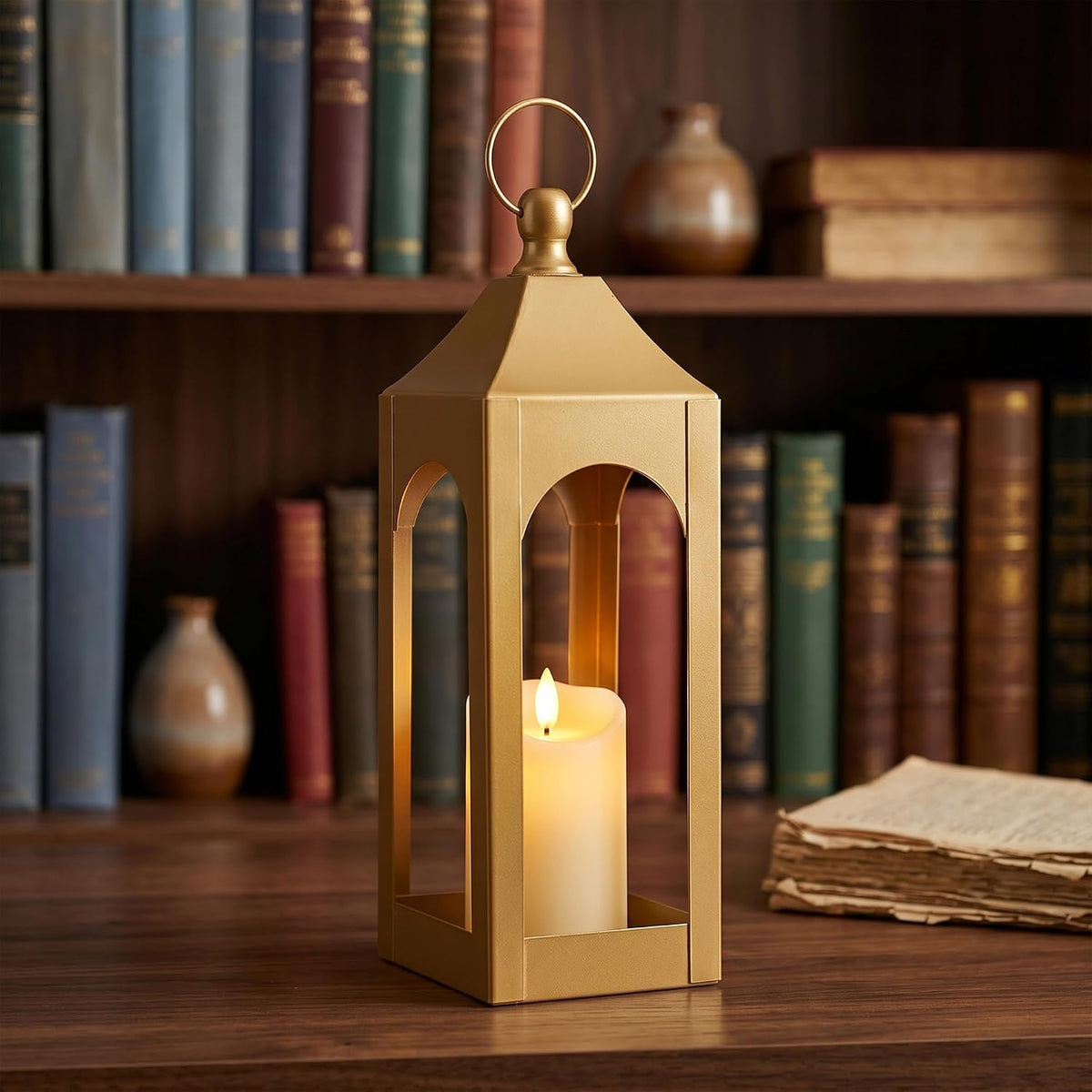 Modern Farmhouse Lantern Decor Metal Decorative Hanging Candle Lanterns | Ideal for Home Decor, Parties & Events, 15.1"