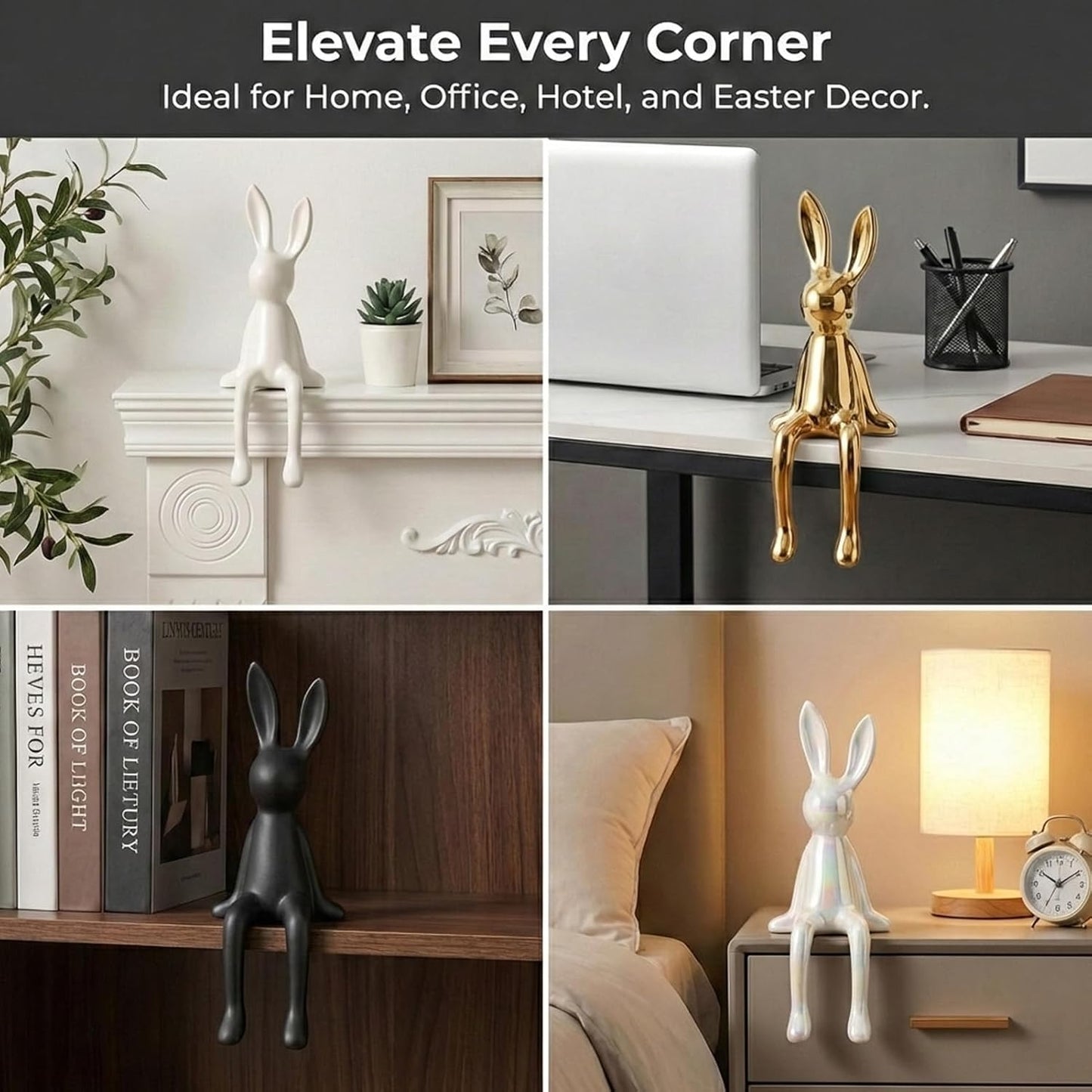 Ceramic Rabbit Figurine Bunny Statue / White