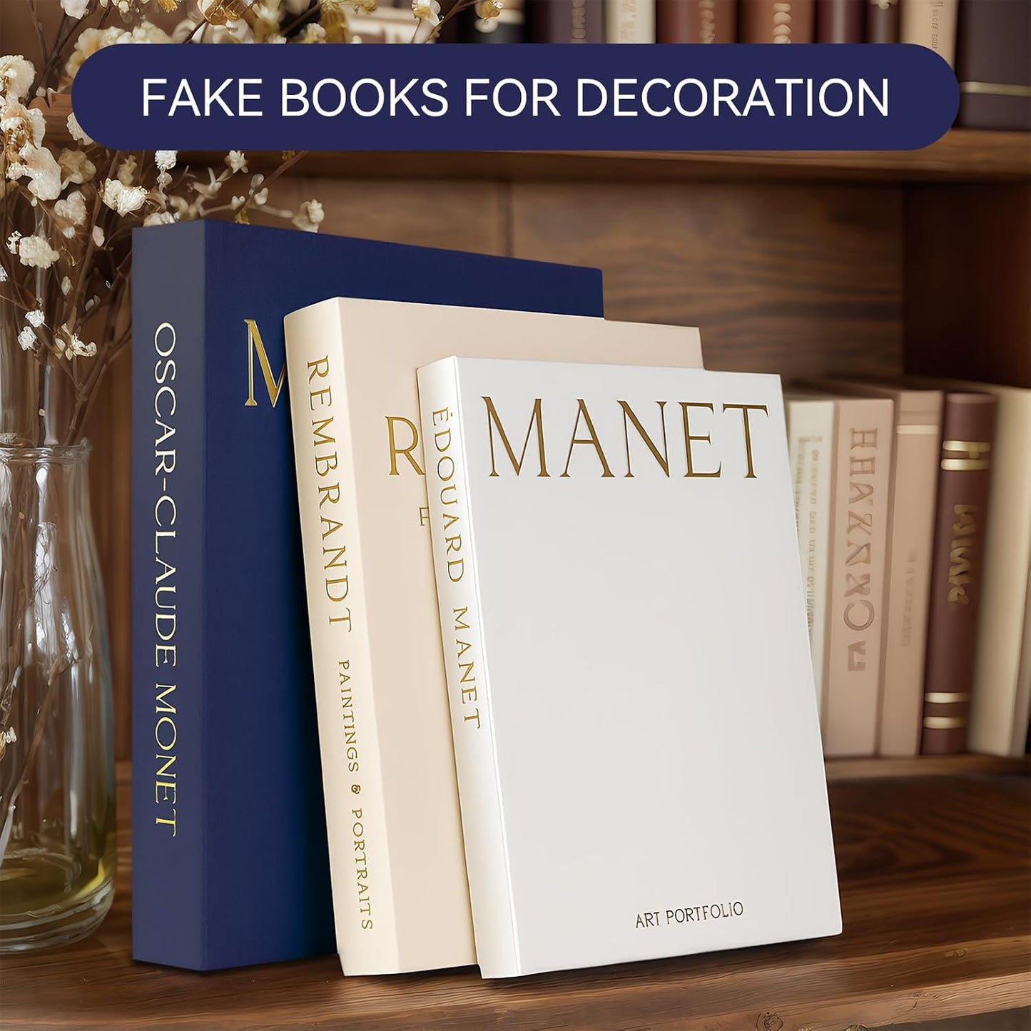 Decorative Faux Books / Dark Blue-beige-white / Set of 3