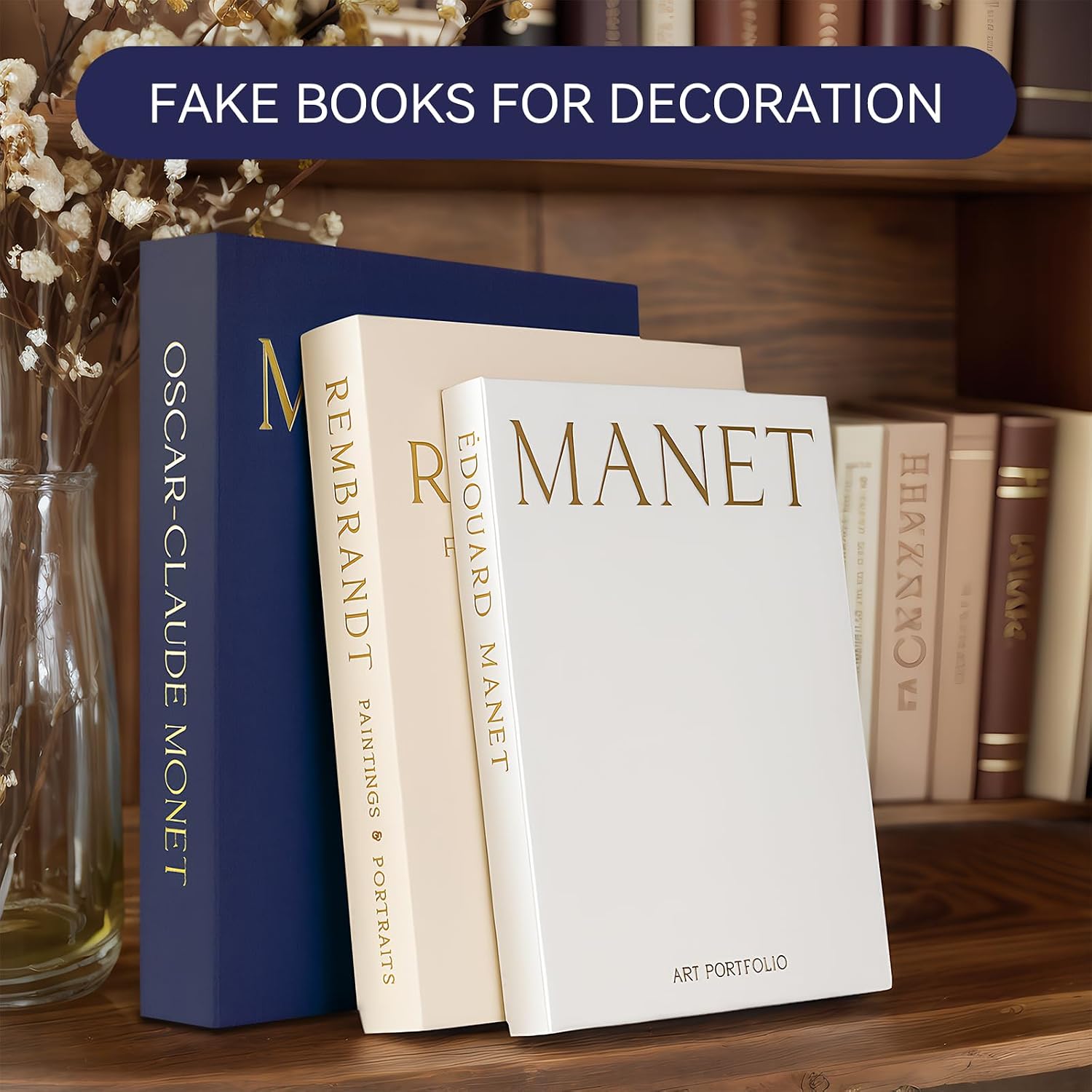 Decorative Faux Books / Dark Blue-beige-white / Set of 3