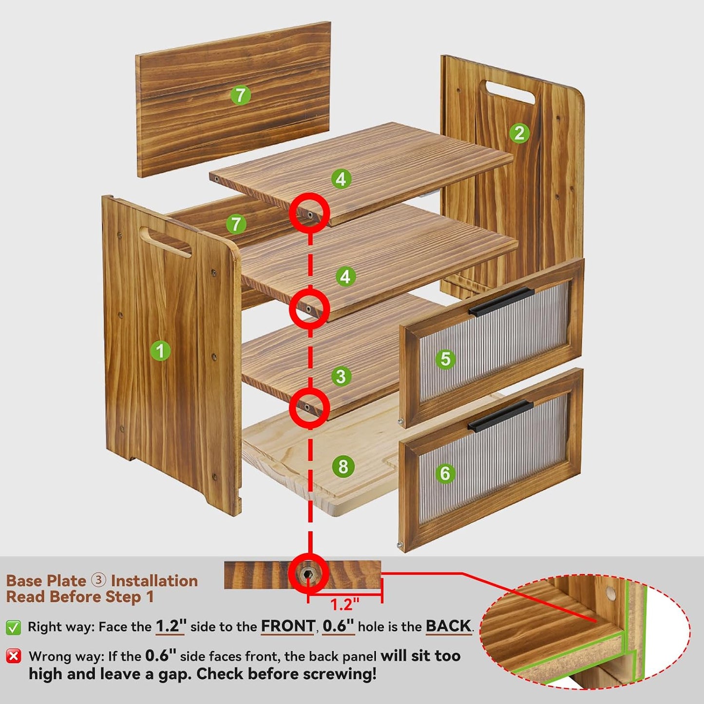 Bread Box for Kitchen Countertop, Large Wooden Breadbox with Cutting Board | Double Layer Bread Storage Container for