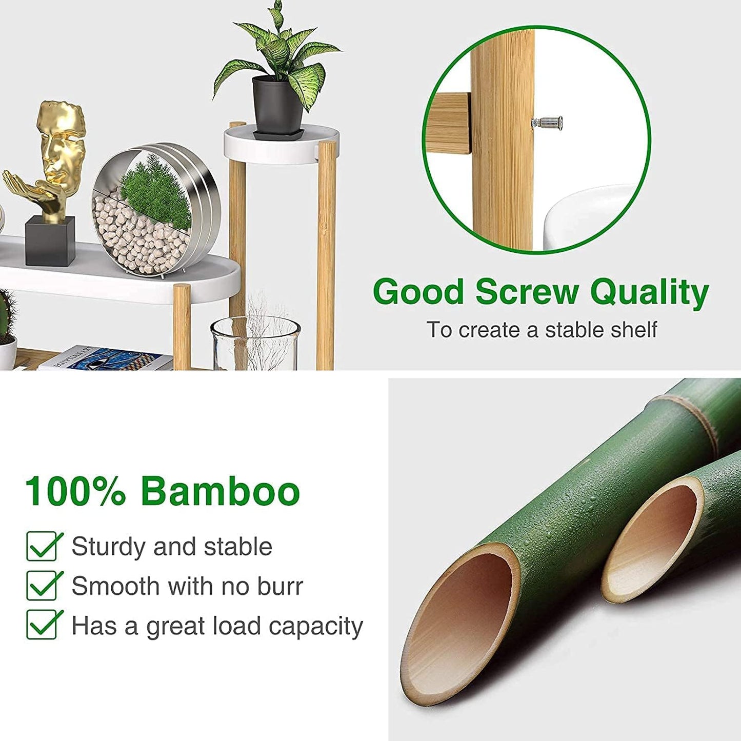Tiered Plant Stand Indoor, Tall Bamboo Corner Shelf for Multiple Plants | Narrow Tired Display, Easy-Clean