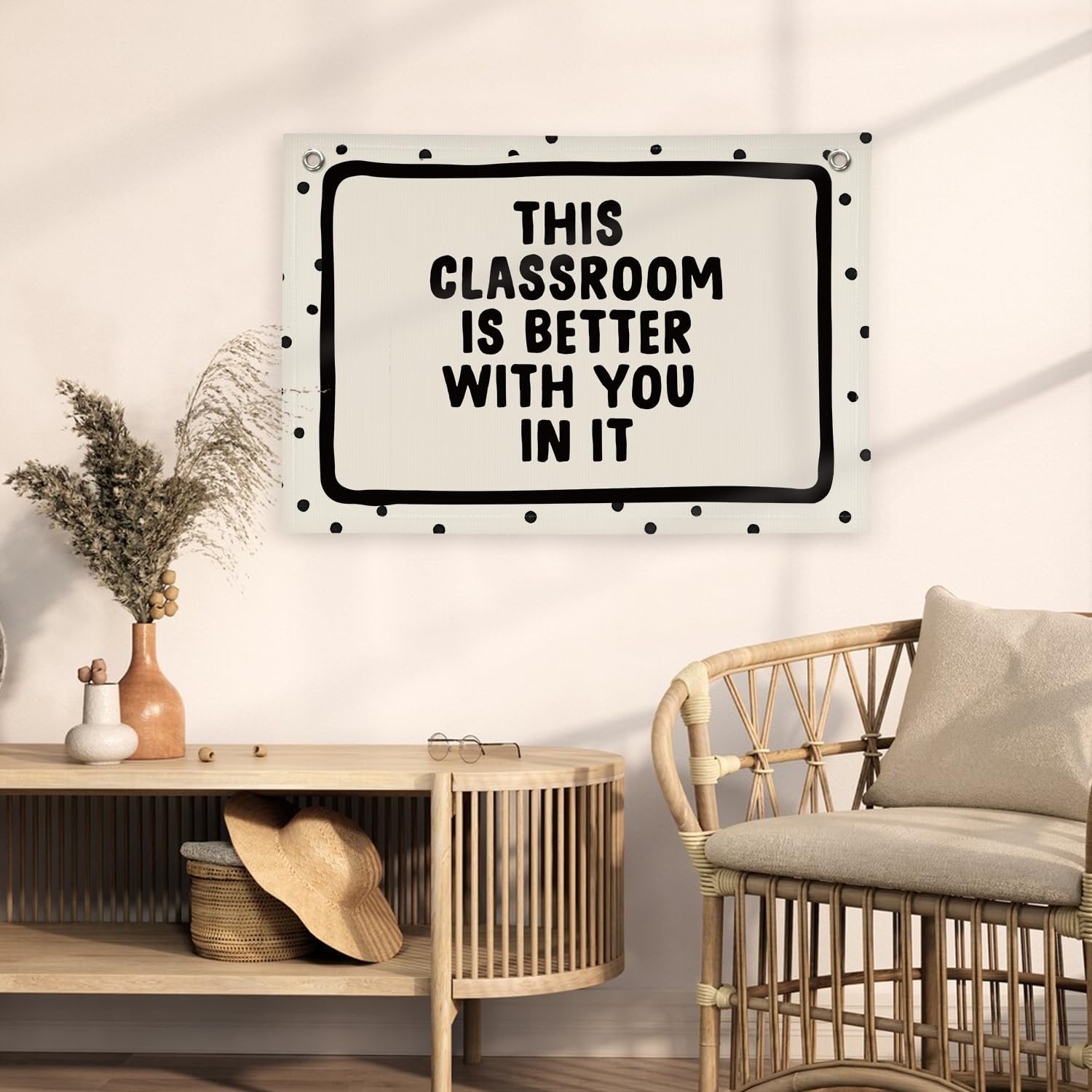 Classroom Decor for Teacher Canvas Banner / This Classroom Is Better with You In It / Black