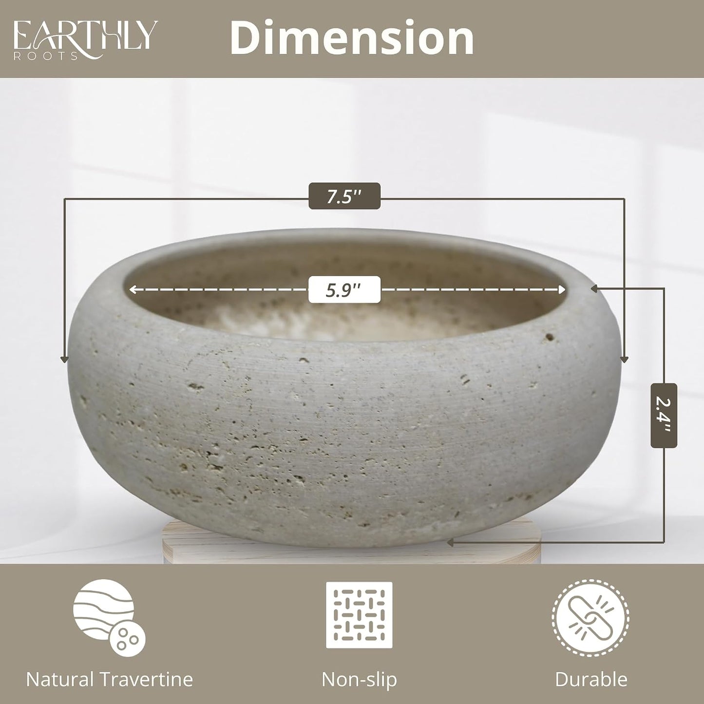 Candle / 7.5" Stone Candy Bowl / Natural