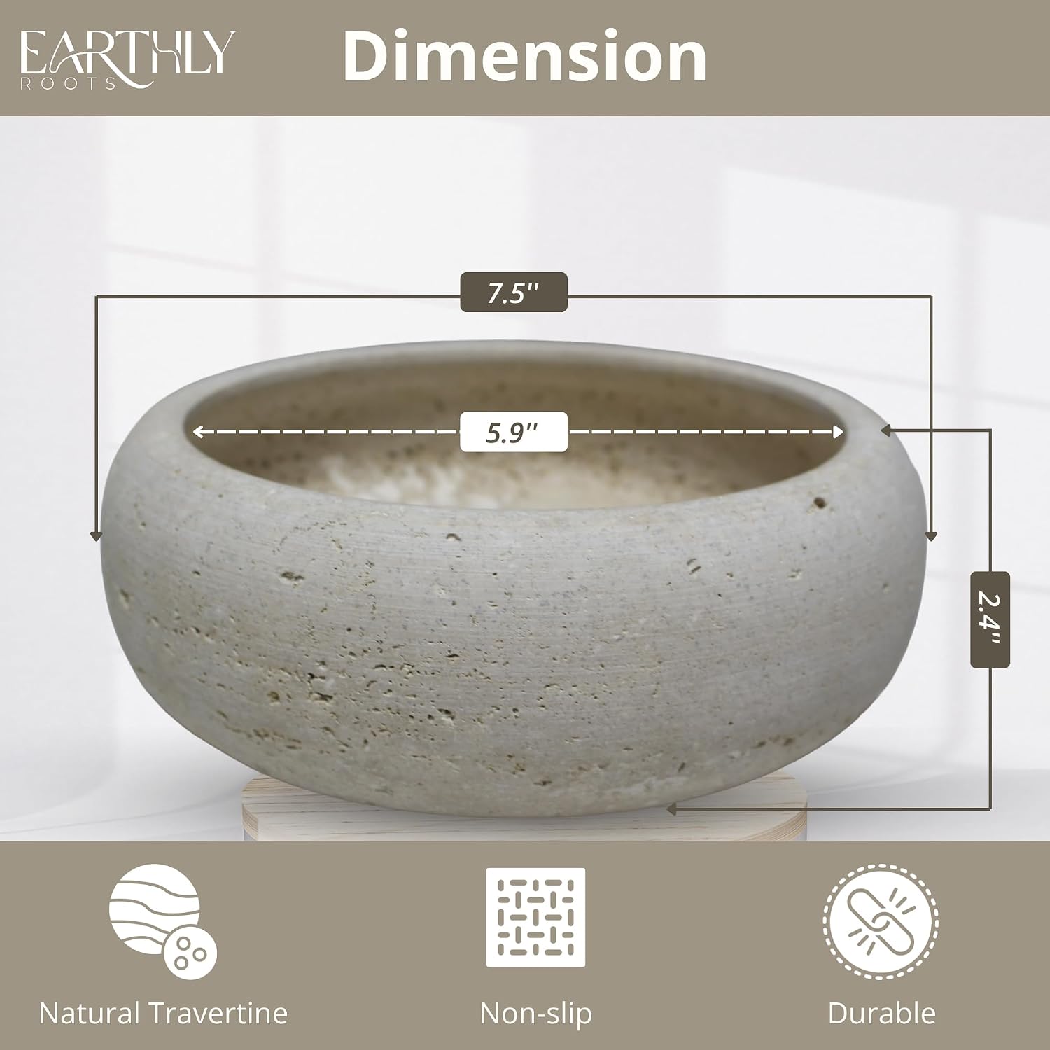 Candle / 7.5" Stone Candy Bowl / Natural