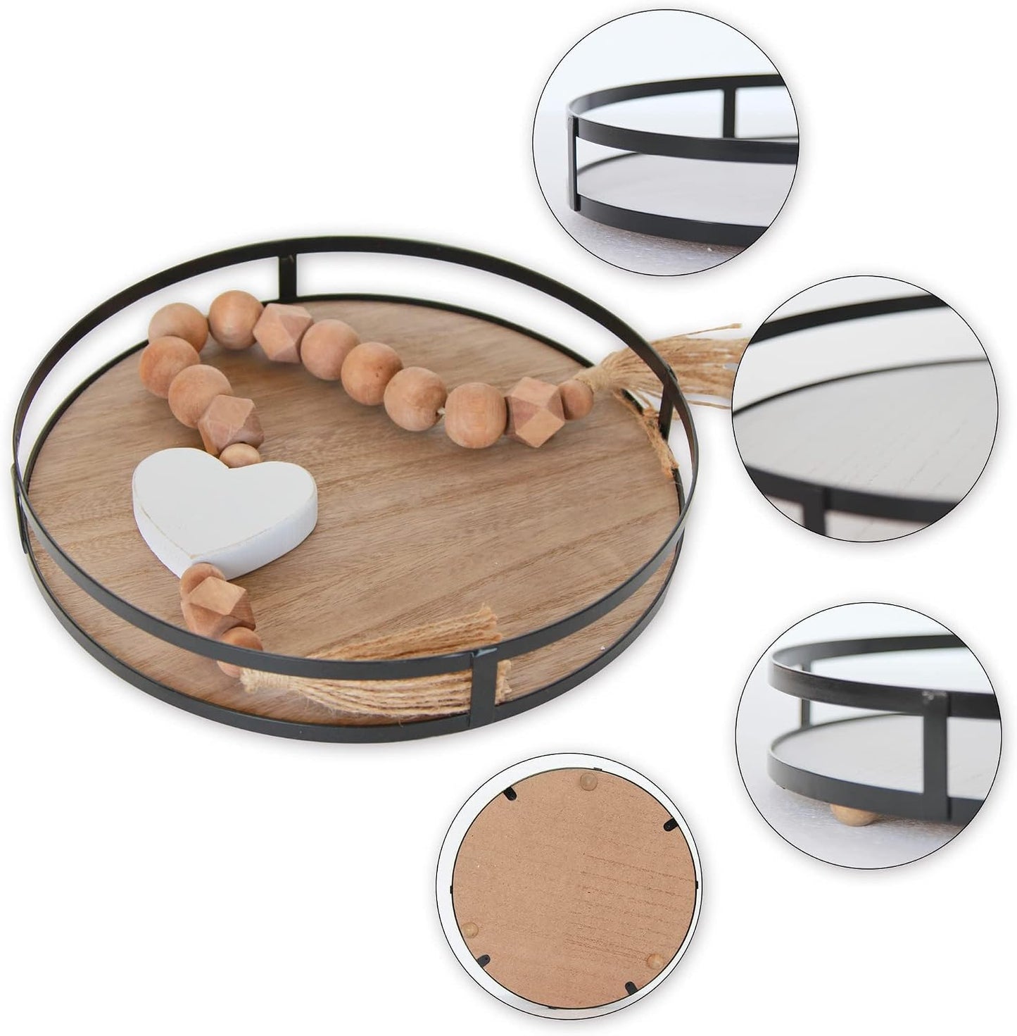 Metal Handle-Decorative Trays / Brown / 12 Inch