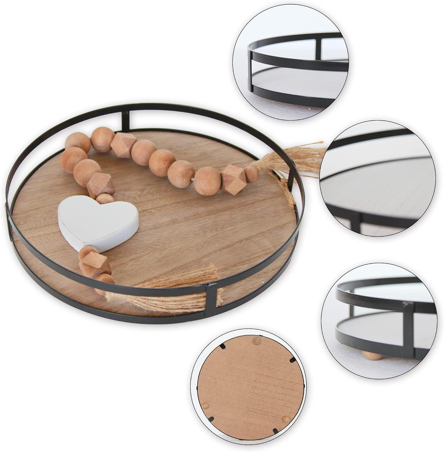Metal Handle-Decorative Trays / Brown / 12 Inch