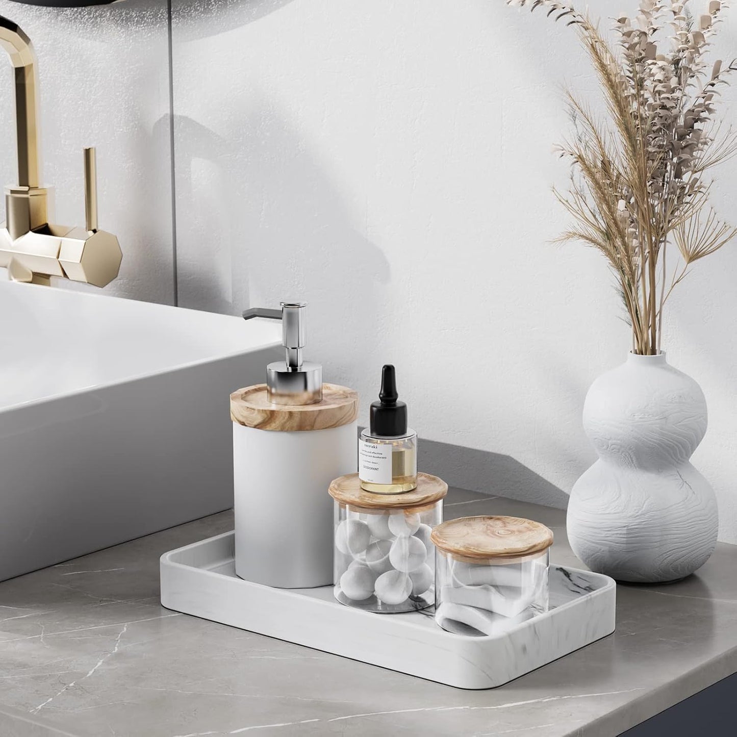 10" Vanity Tray / Marble White / 9.9 x 5.7 x 1.1