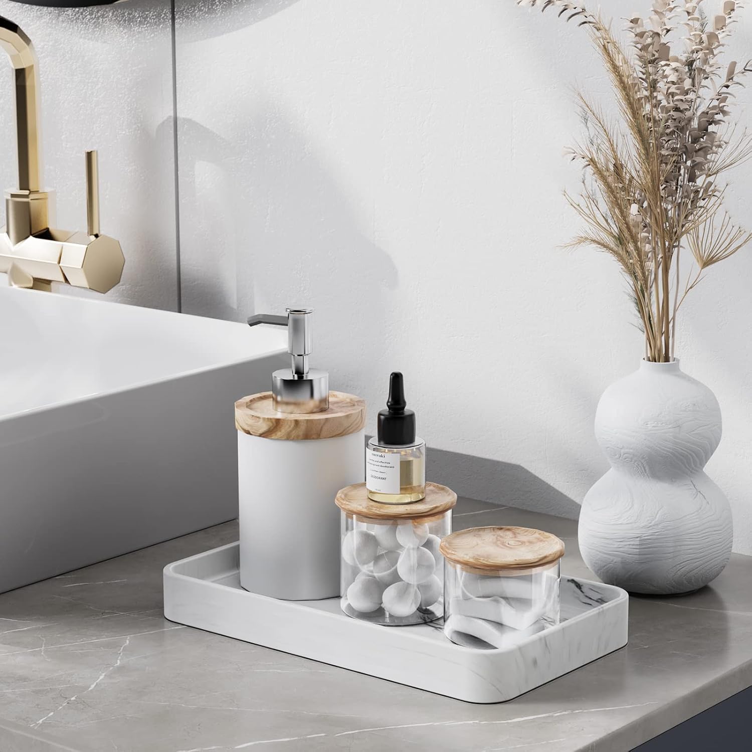 10" Vanity Tray / Marble White / 9.9 x 5.7 x 1.1