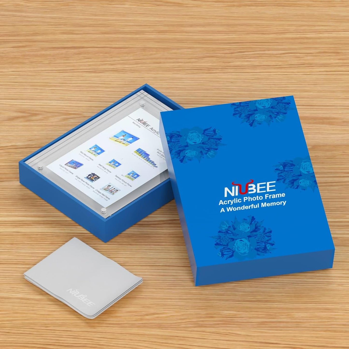 NIUBEE Acrylic Photo Frame 6x8, Double Sided Magnetic Blocks Pet Picture Frame