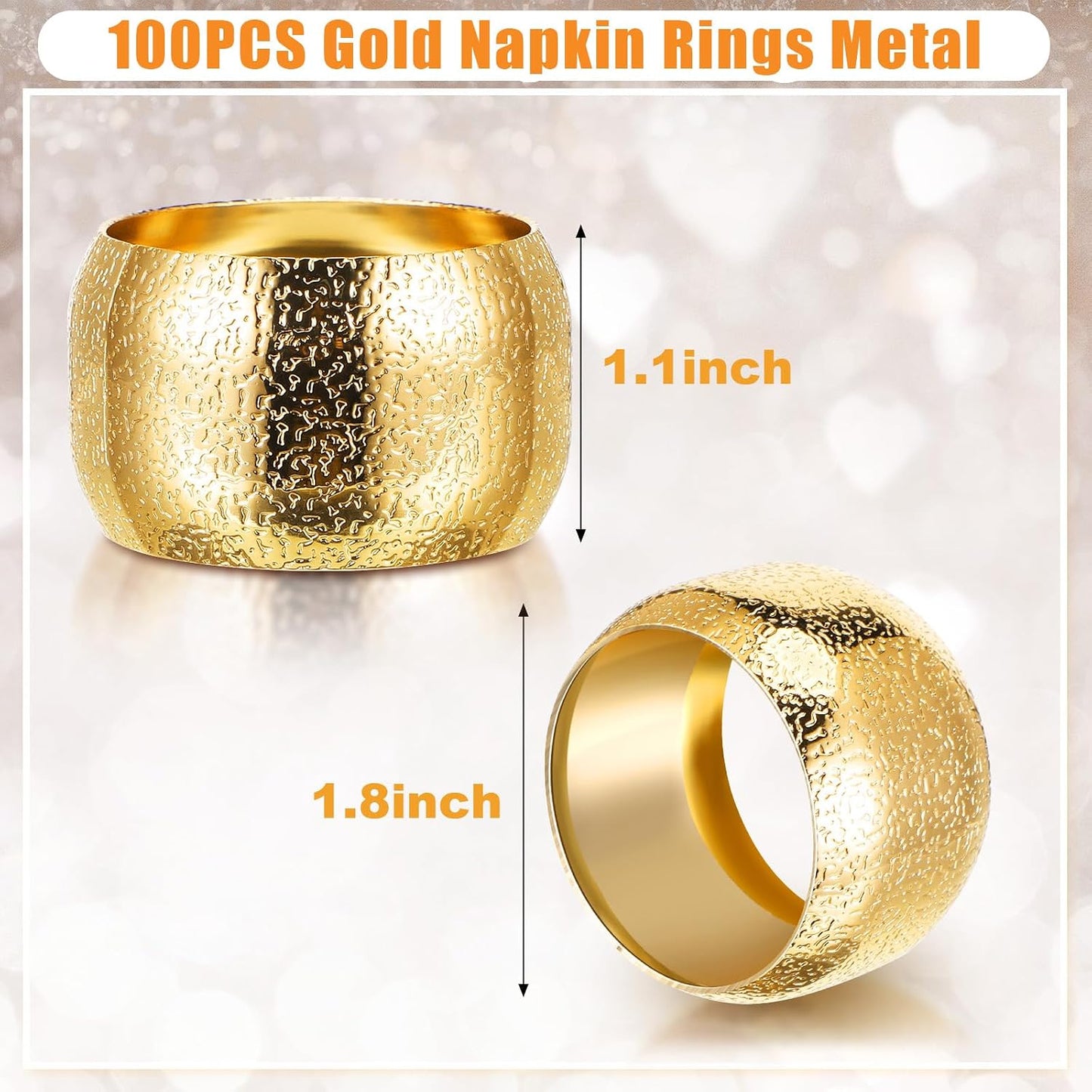 Lallisa 36 Pcs Gold Napkin Rings Bulk Metal Classic Brass Napkin Ring Holders Elegant Farmhouse Cloth Table Decorations