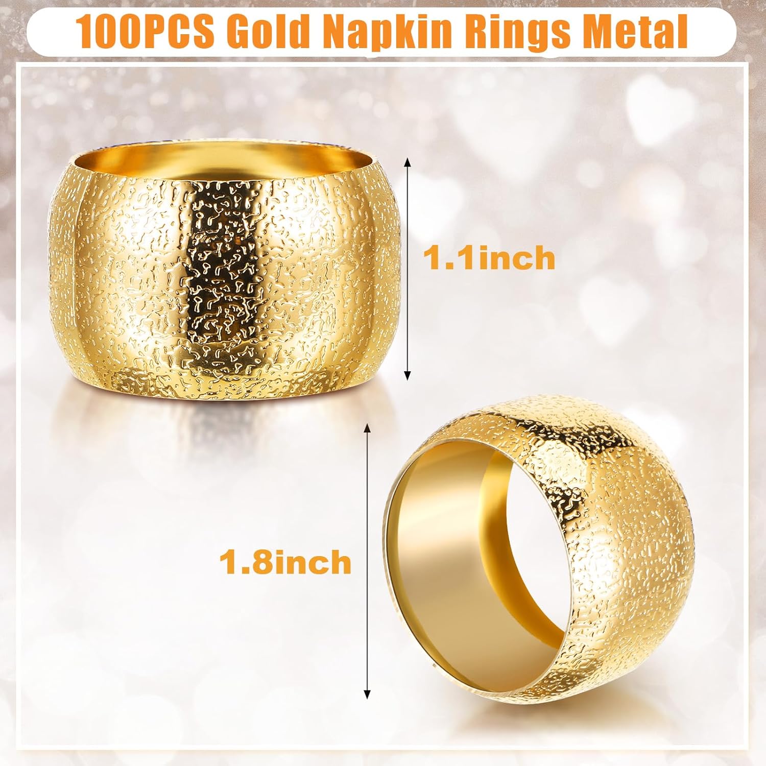 Lallisa 100 Pcs Gold Napkin Rings Bulk Metal Classic Brass Napkin Ring Holders Elegant Farmhouse Cloth Table
