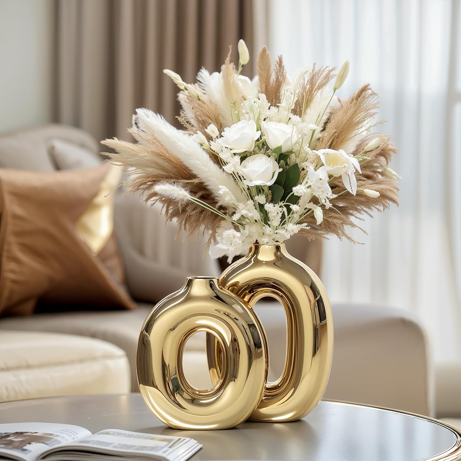 Ceramic Vase Set Home Decor / Gold