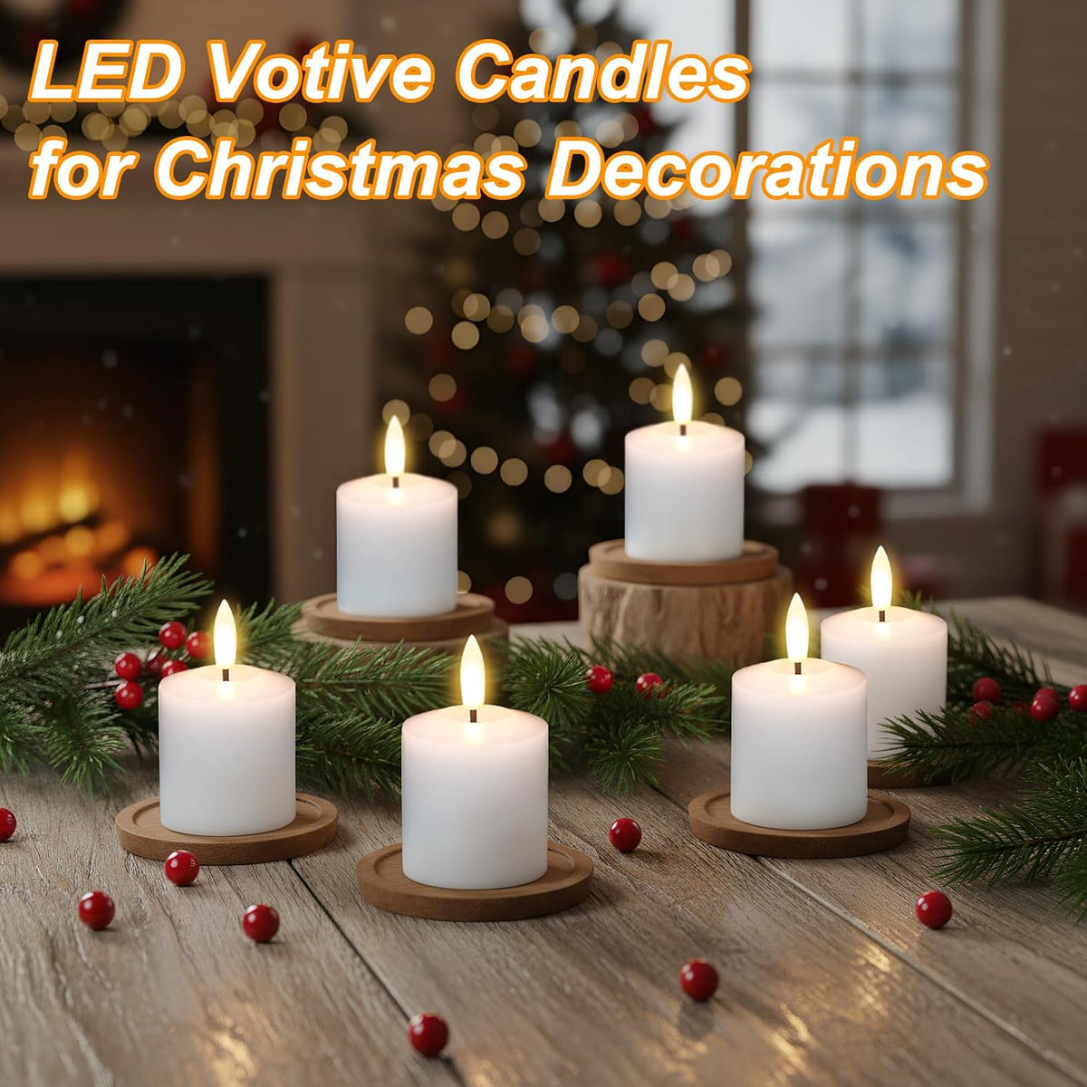 Wax Rechargeable Votive Flameless Candles Battery Operated Remote Timer | White, Charging Base, Pillar LED Fake