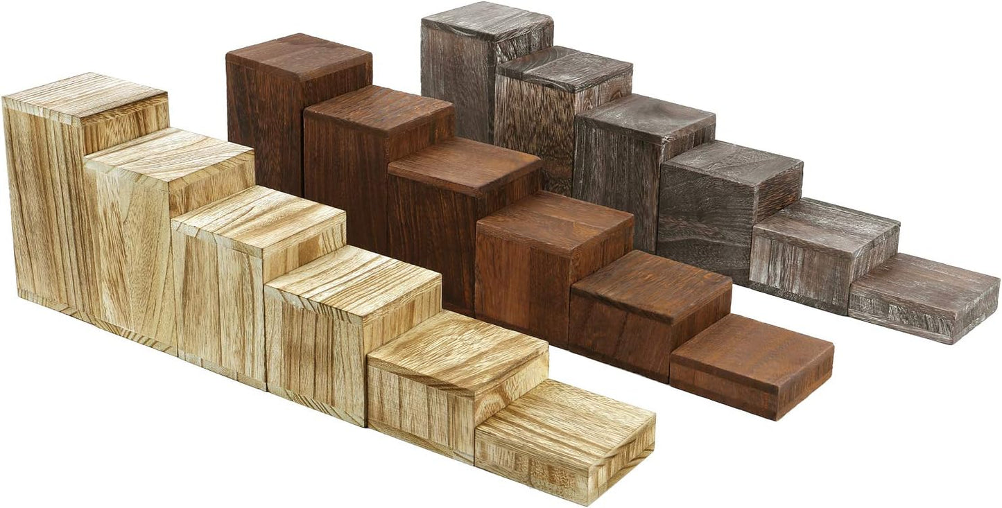 Wooden Square Risers for Display Jewelry and Accessories Display Stand Wooden / Brown / Set of 6