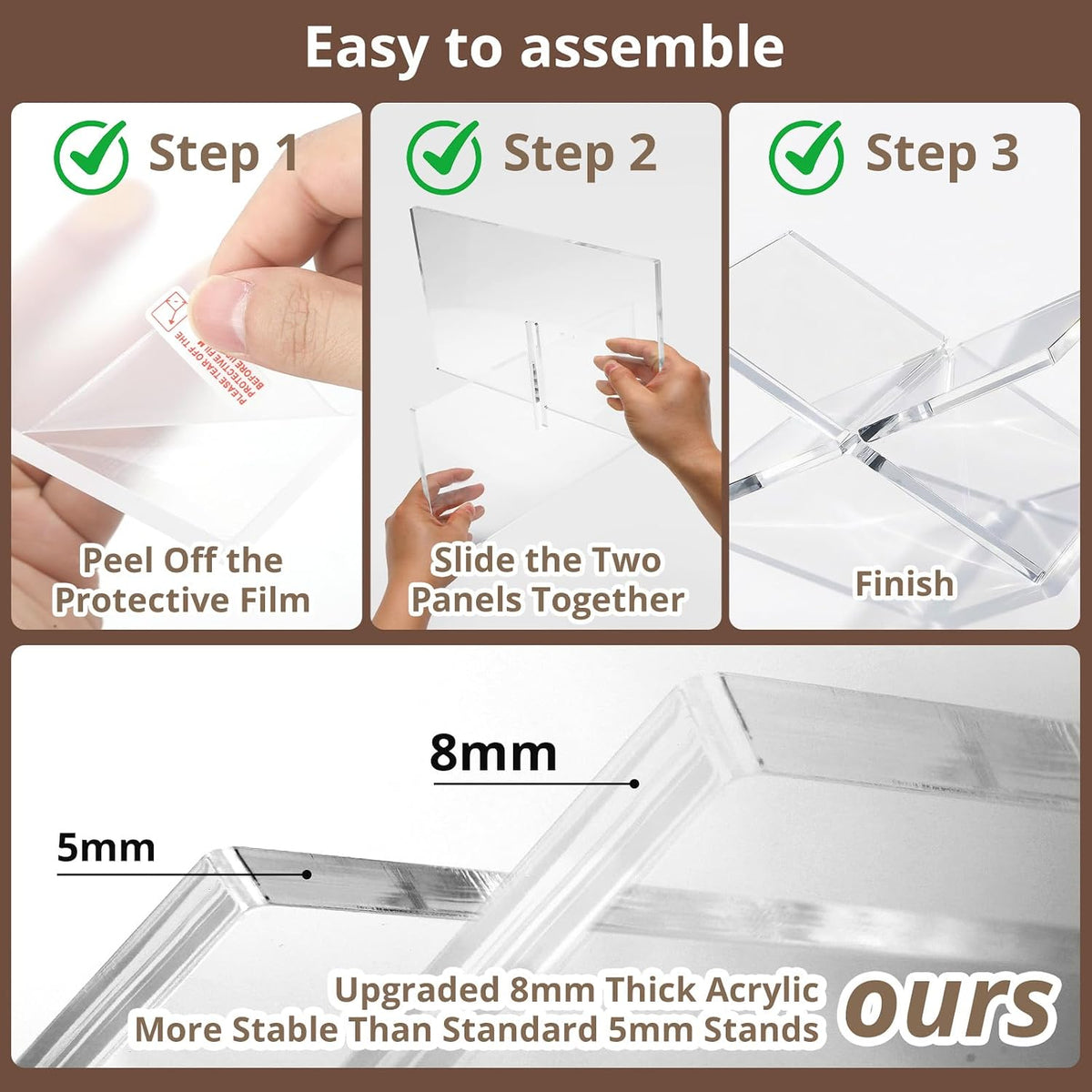 Acrylic Book Stand 12×8×6, Clear 8 mm Thick Book Holder & Display Stand for Cookbooks, Bibles, Art Books, Recipe Books
