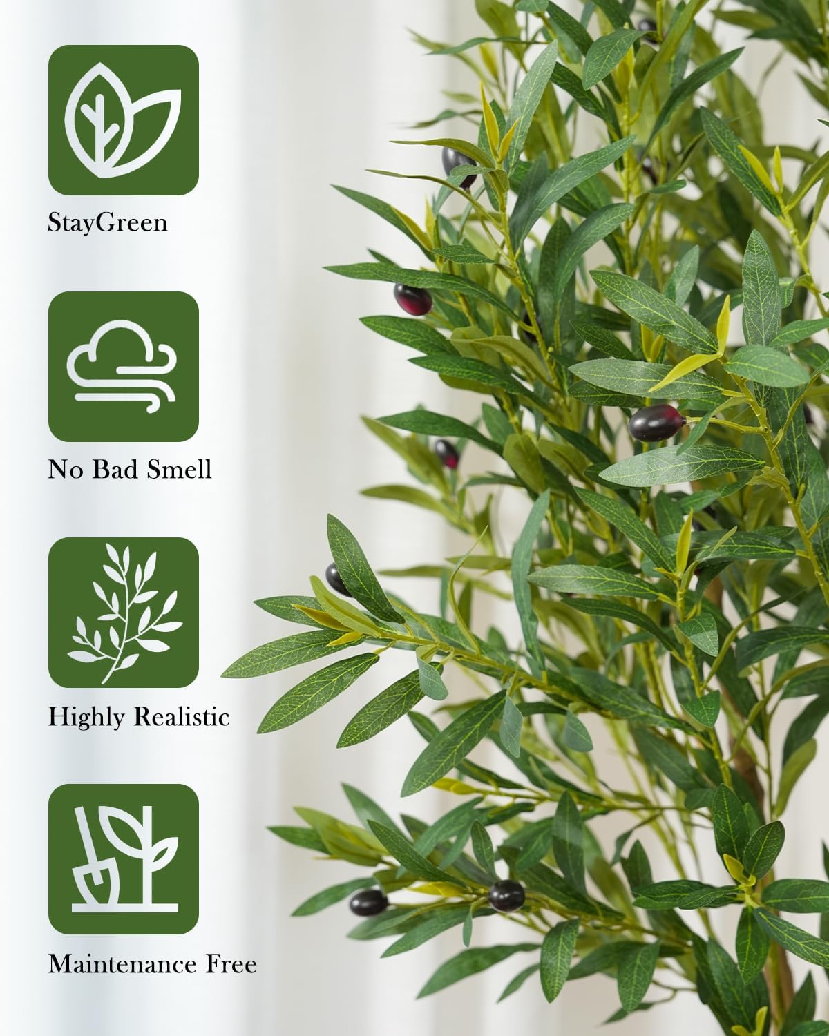 Olive Tree Fake Tree Faux Plants Indoor / 6ft / Natural / 6 Inch