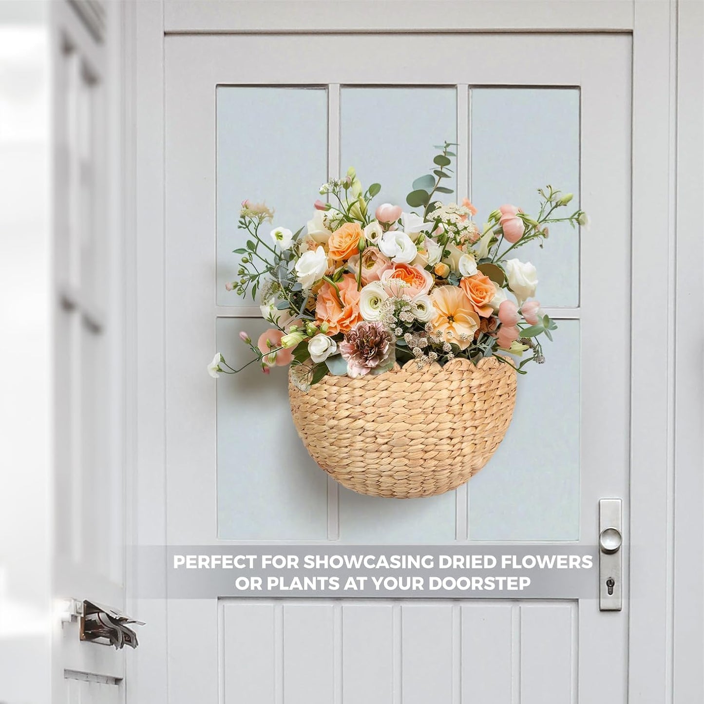 Handwoven Water Hyacinth Scalloped Hanging Basket / Model 1