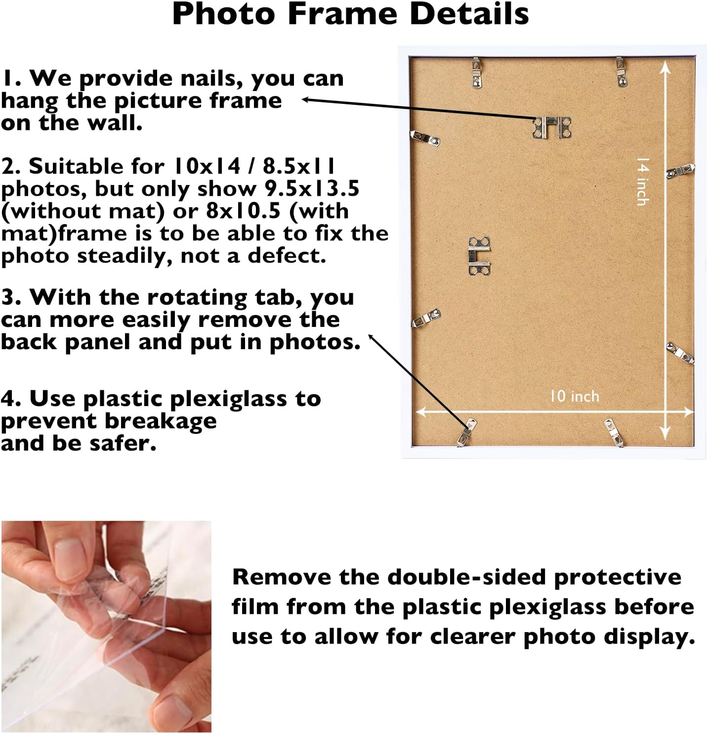 10x14 Picture Frame Set of 12 for 30 x 40 cm Diamond Art Painting, Display 8.5x11 with Mat or 10x14 without Mat, Wood