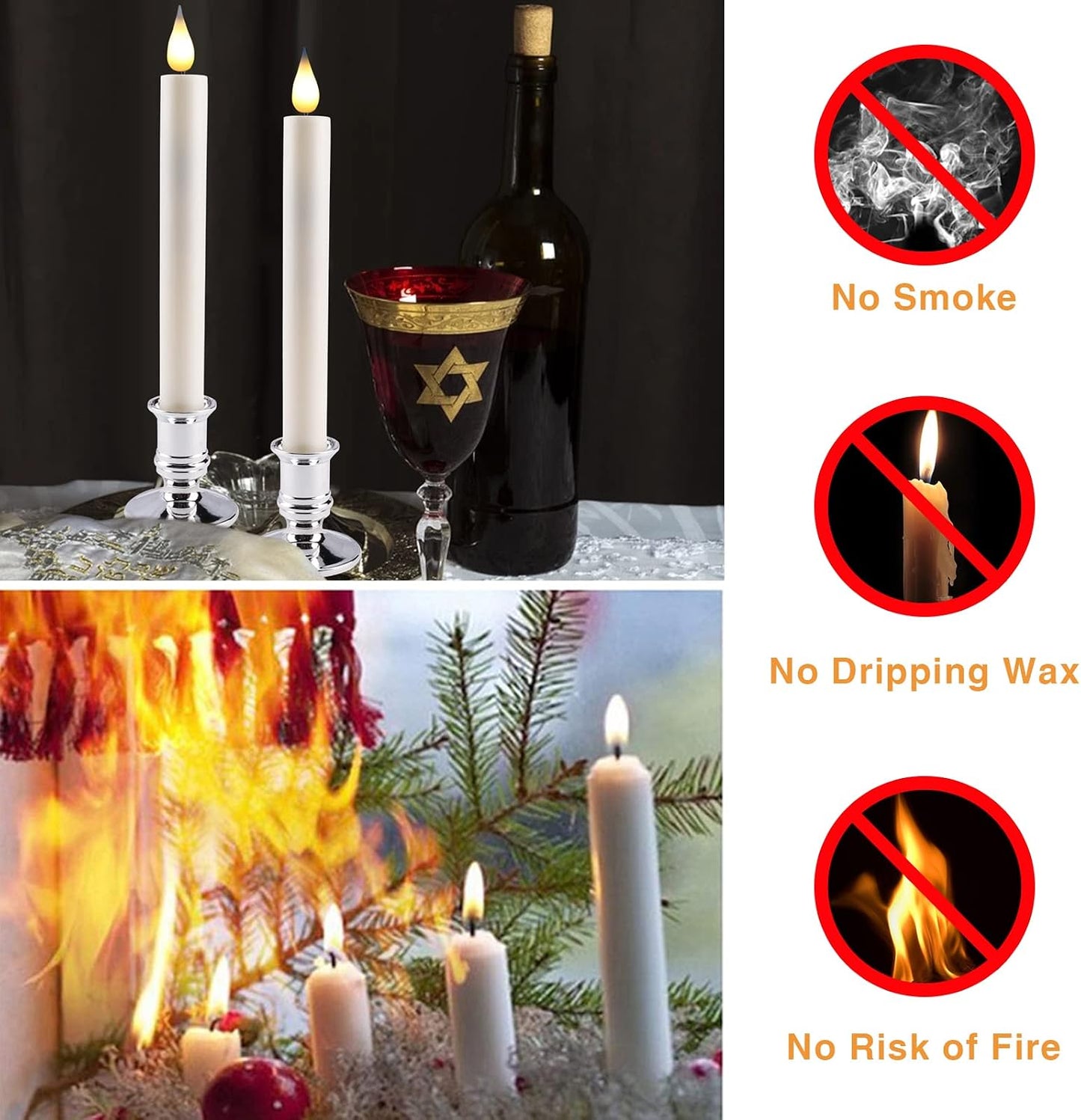 Flameless Window Candles with Remote Timer 10 PCS Battery Operated LED Flickering Taper Candle Lights with Removable
