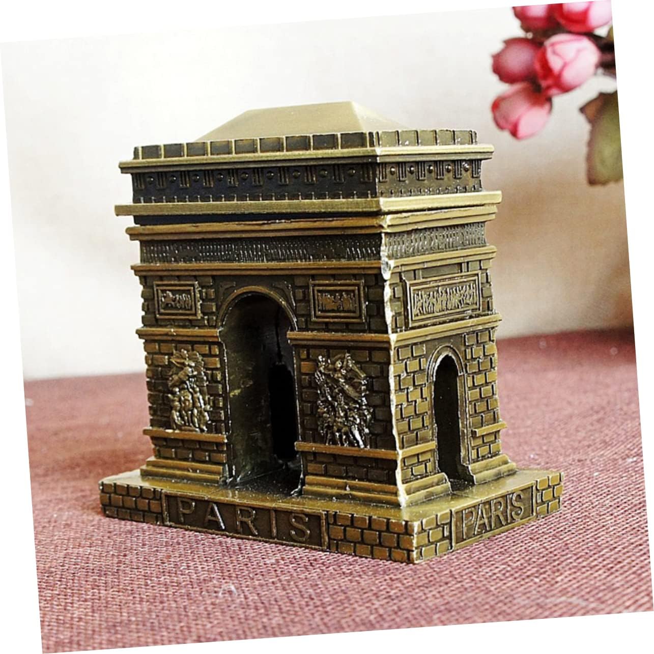 Vintage Triumphal Arch Model Metal Building Desktop Ornament Unique / 6 x 4 x 6 / Cm / Golden