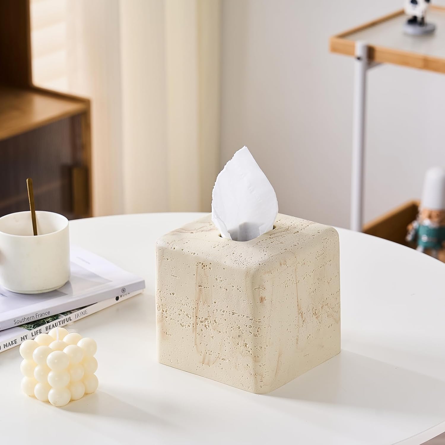 Resin Heavy Tissue Box Holder / Yellow Stone