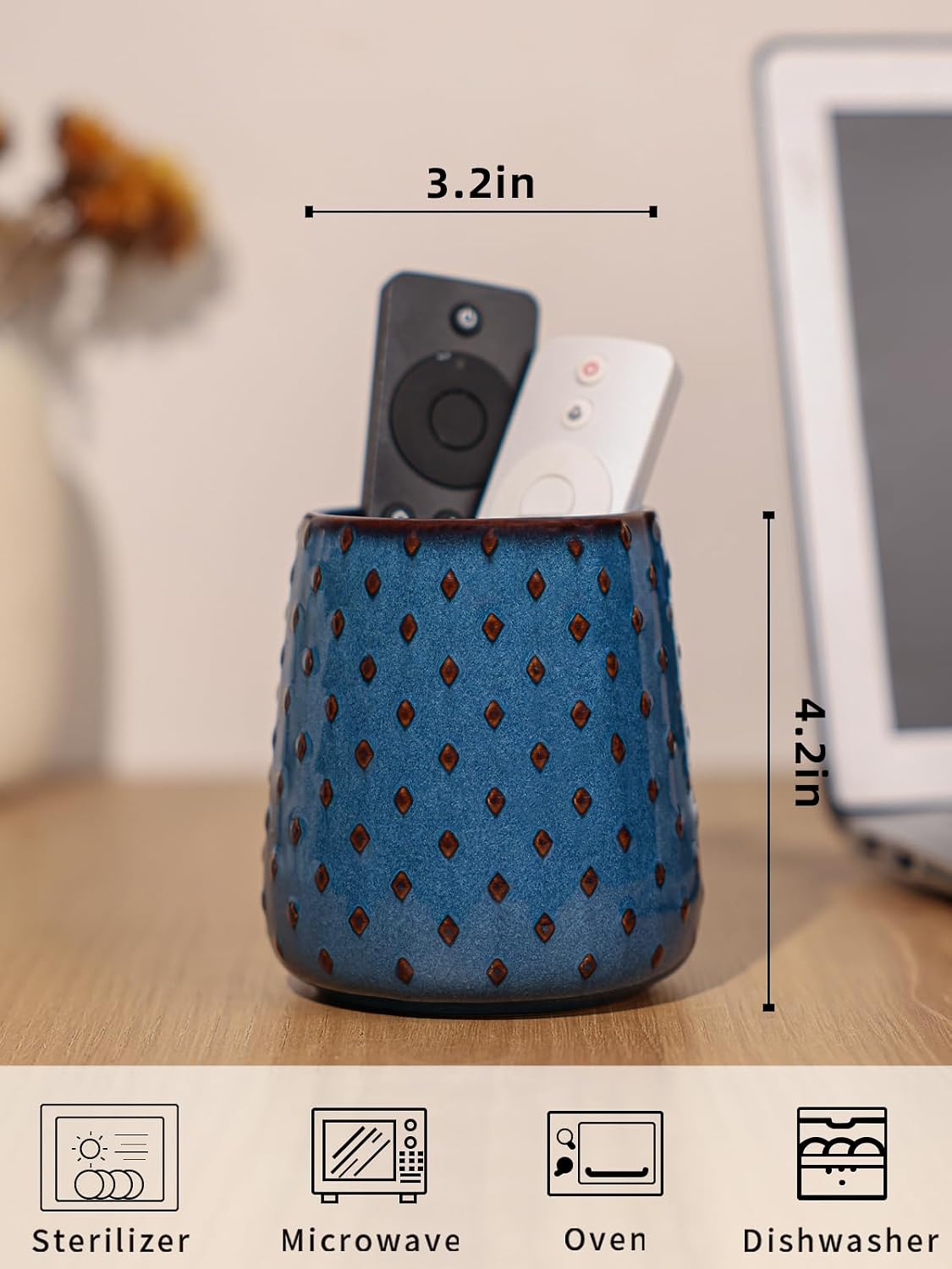Ceramic TV Remote Control Holder / Blue