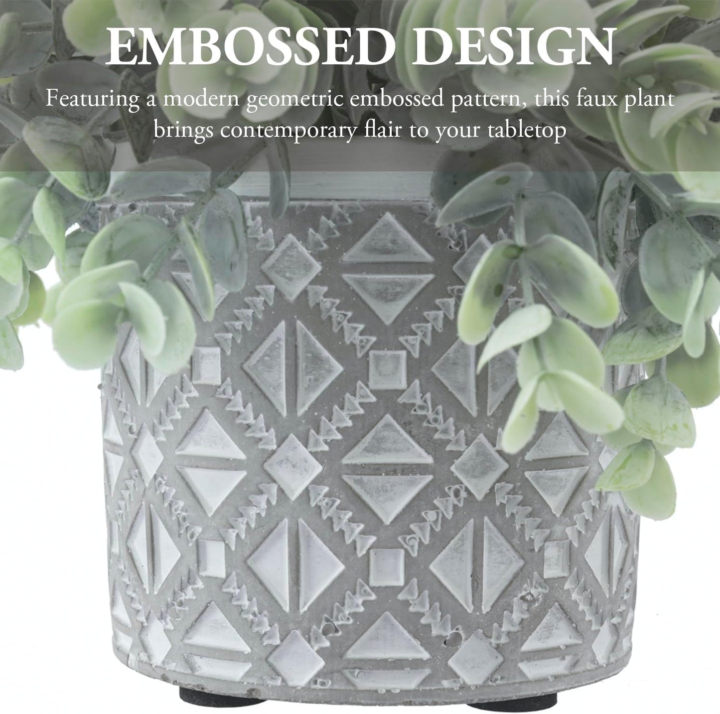 Artificial Eucalyptus Plant in Modern Gray Concrete Pots / Grey