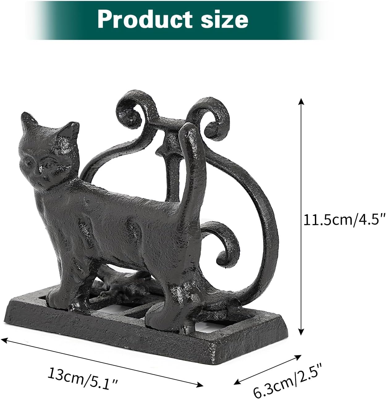Vintage Cast Iron Napkin Holder / Standing Cat