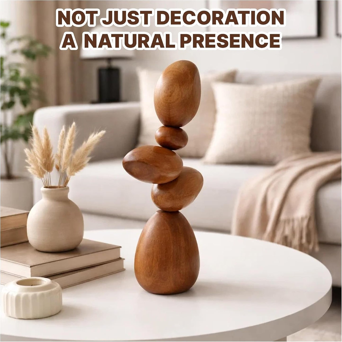 Magnetic Wooden Cairn Sculpture for Minimalist Home Decor
