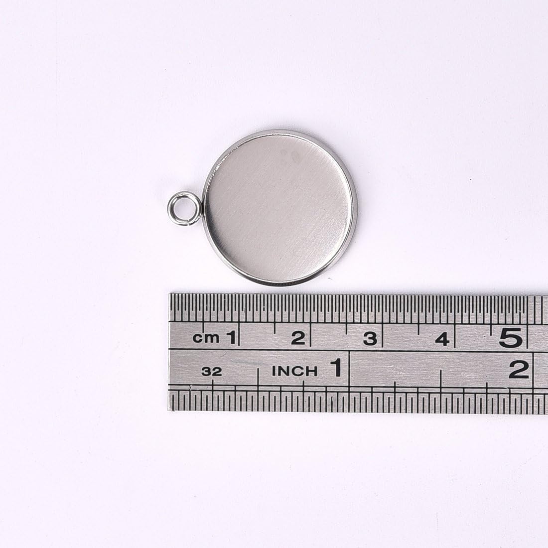 Stainless Steel Round Pendant Blank Tray / 20 Mm / Clear / Set of 30