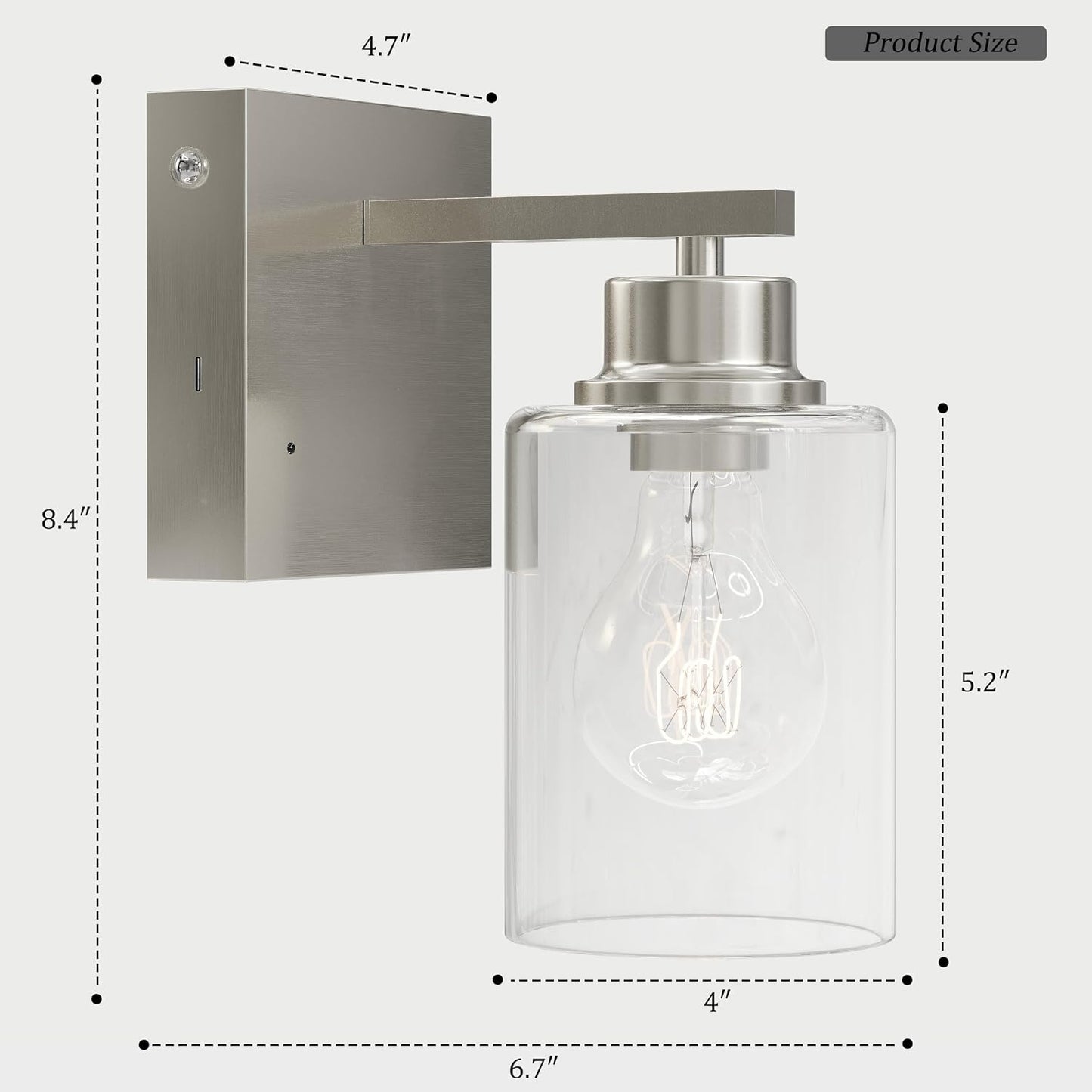 Rayogale Wireless Battery Operated Wall Sconce Set of 2 with Remote Control | Nickel Dimmable Rechargeable Wall Lights