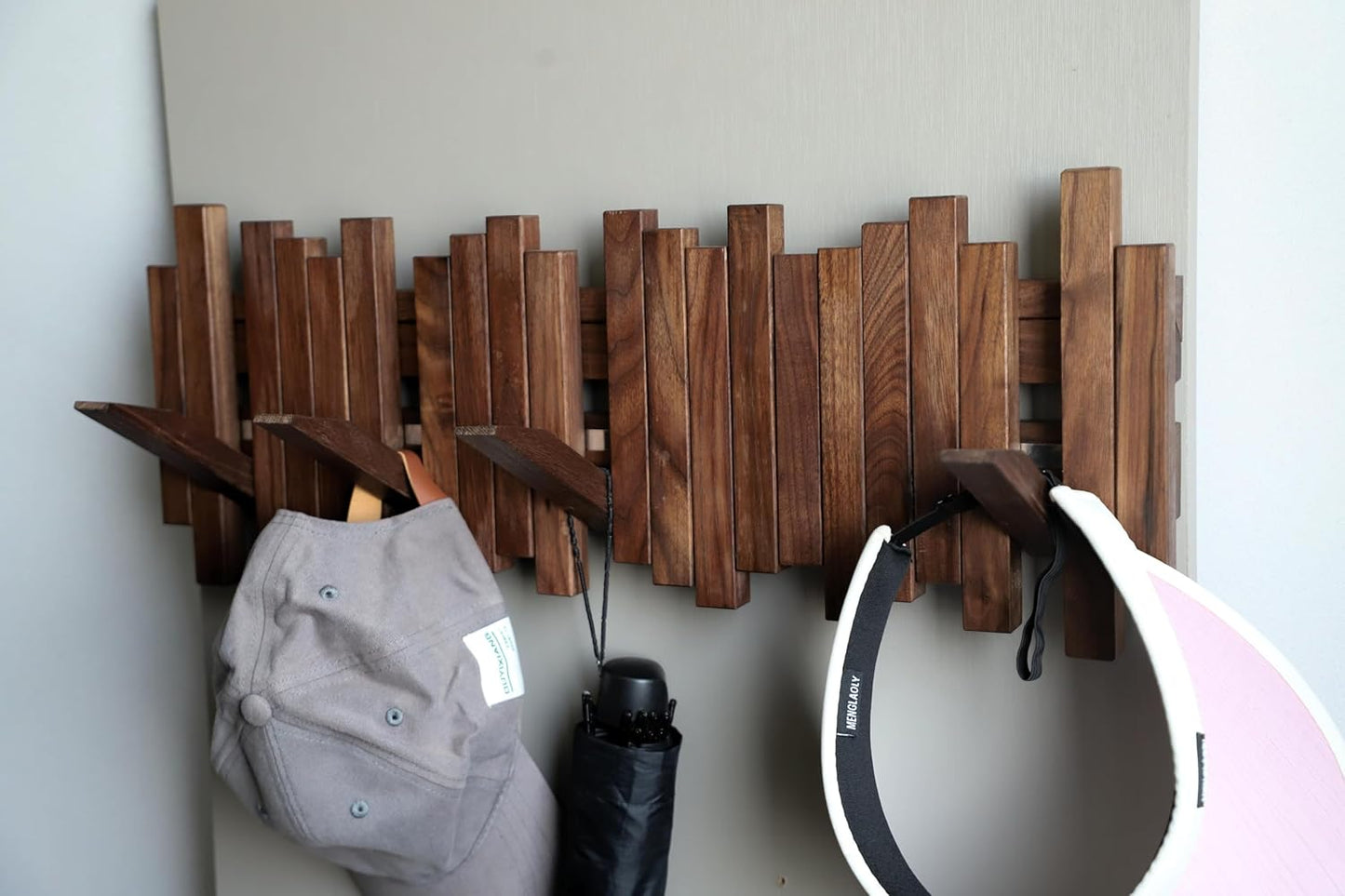 Natural Wood Wall Mounted Piano Coat Rack| Coat Rack Wall Mount| Flip Down Wall Hook Rack 5 Hooks| Entryway Wall