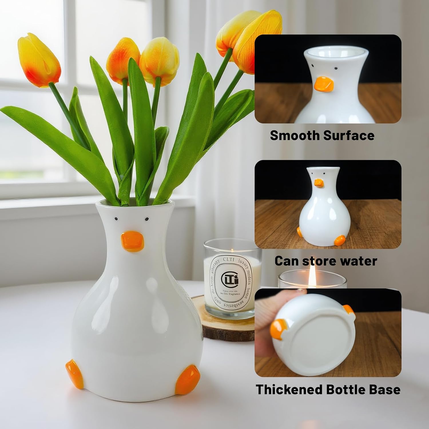 Modern Flower Vase / Duck-vase / White