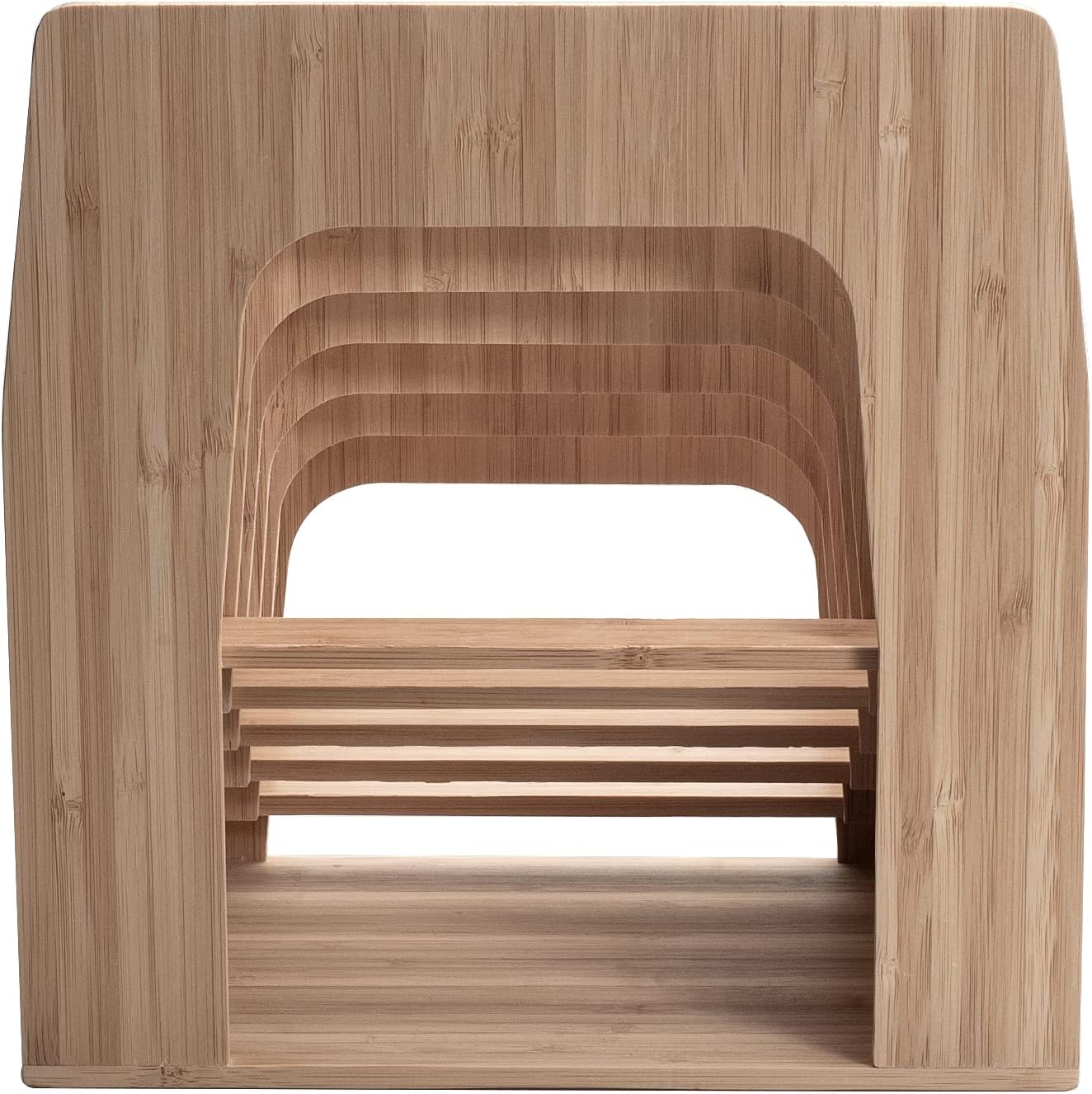 MobileVision Bamboo Desktop Inclined File Folder Organizer and Paper Tray, Upright Sections, Step Sorter, 5 Slots