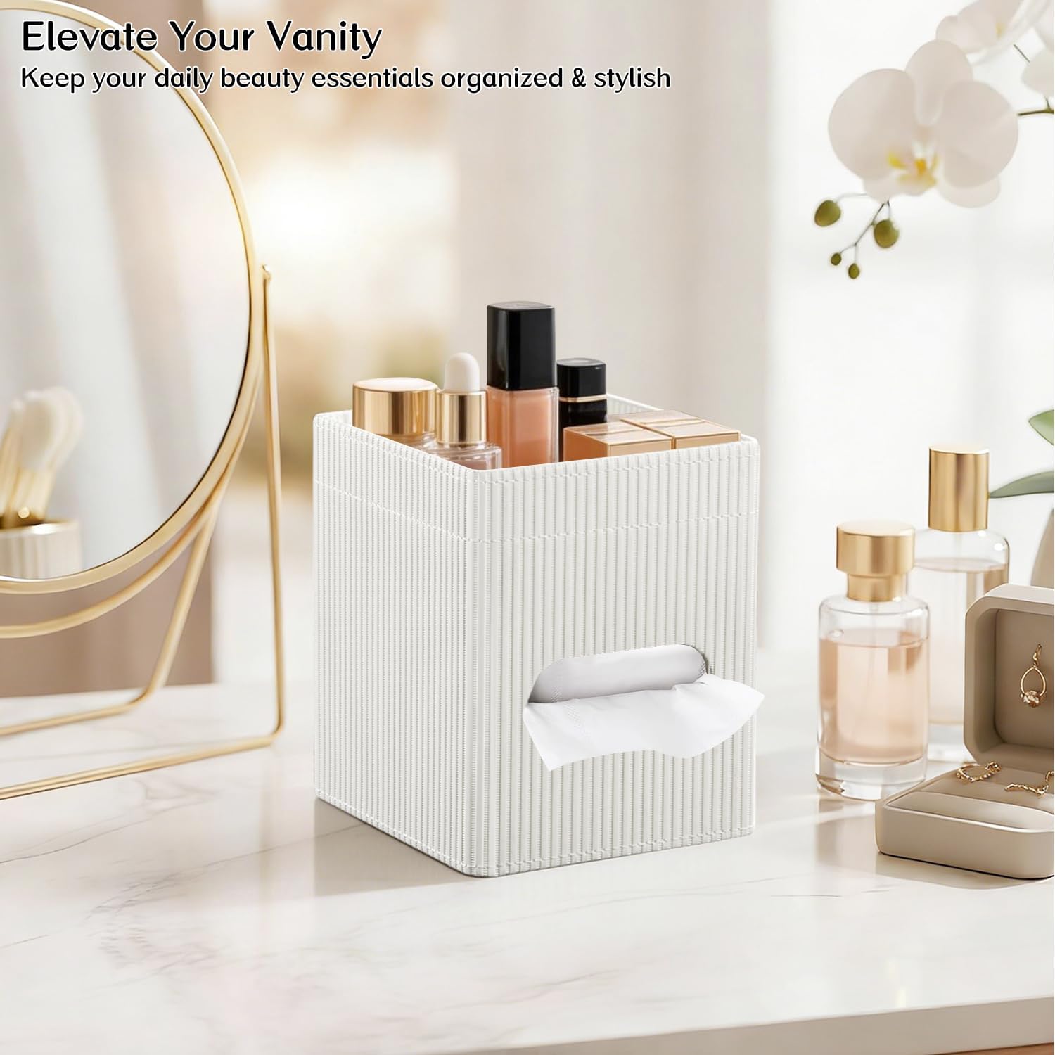 Storage Tray / Tissue Box Cover / White