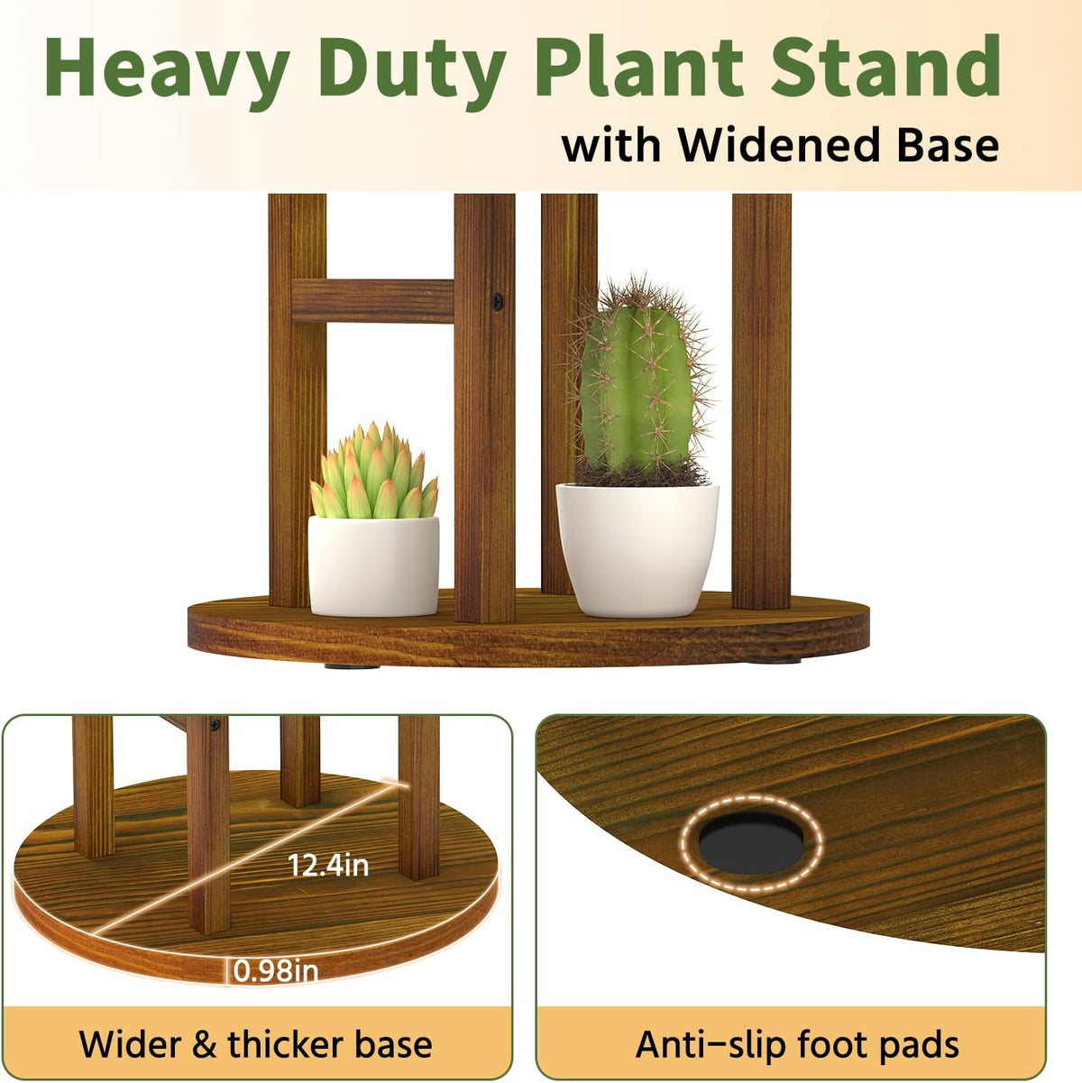 LASZOLA Wood Small Plant Stand Table Tall for Indoor Corner, 4 Tier Brown | Flower Pot Holder Rack for Multiple Plants