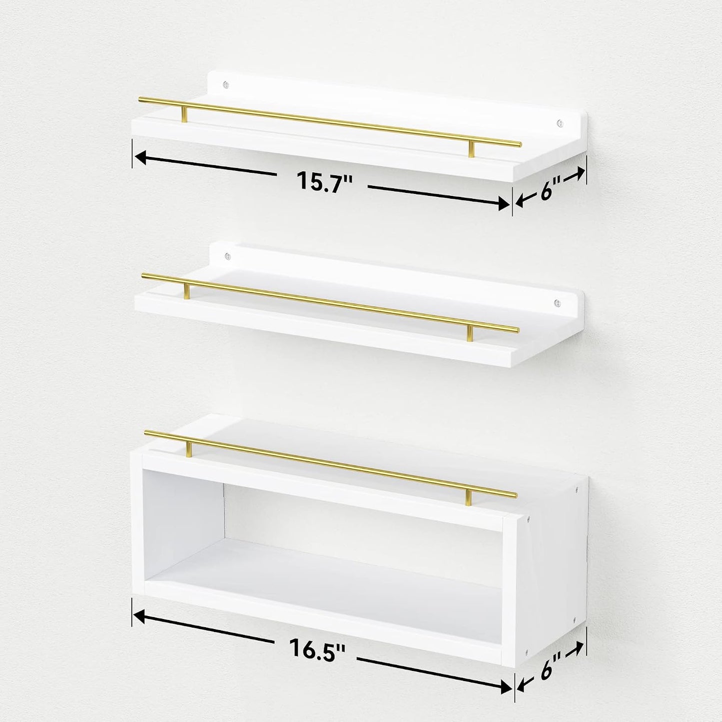 Floating Shelves for Wall with Cube Shelf, Wall Shelves with Metal Rail for Decor, Bathroom Organizers and Storage