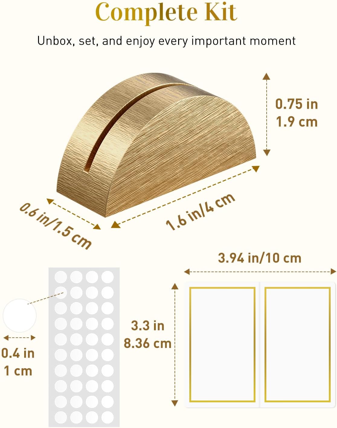 Uniclife 48 Pcs Place Card Holders for Wedding Party Tables | gold wood place card holders include 48 name cards and