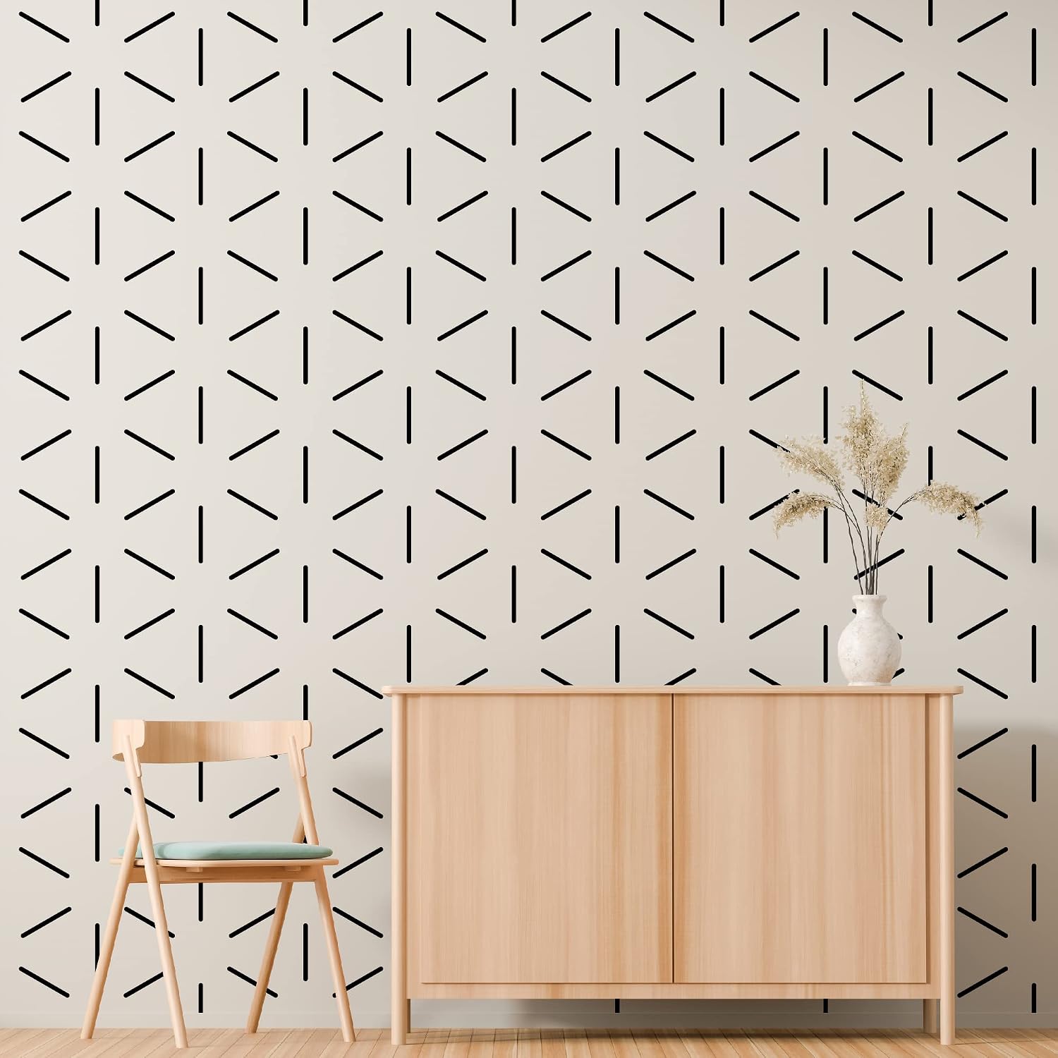 Peel and Stick Modern Wall Stickers / Hexagon / Black / Set of 360