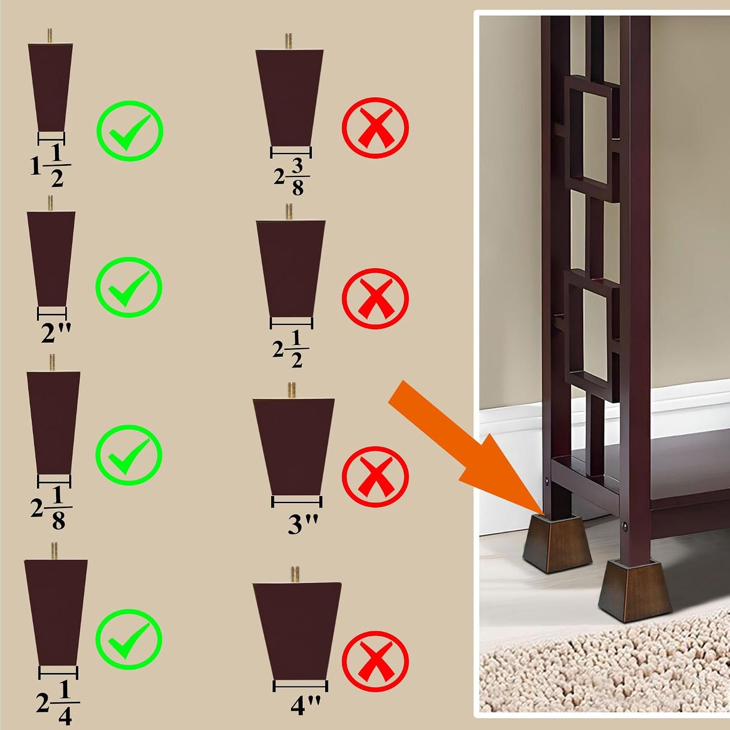 Wood Bed Risers (4 inch Pyramid)